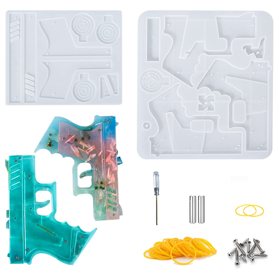 Kooanfy 49 Pcs Pistol Silicone Molds for Resin Epoxy Casting - DIY Jewelry Making, Crafts, Home Decor & Unique Gift Ideas - Perfect for Resin Art Projects, Gun-Themed Decorations, and Handmade Accessories