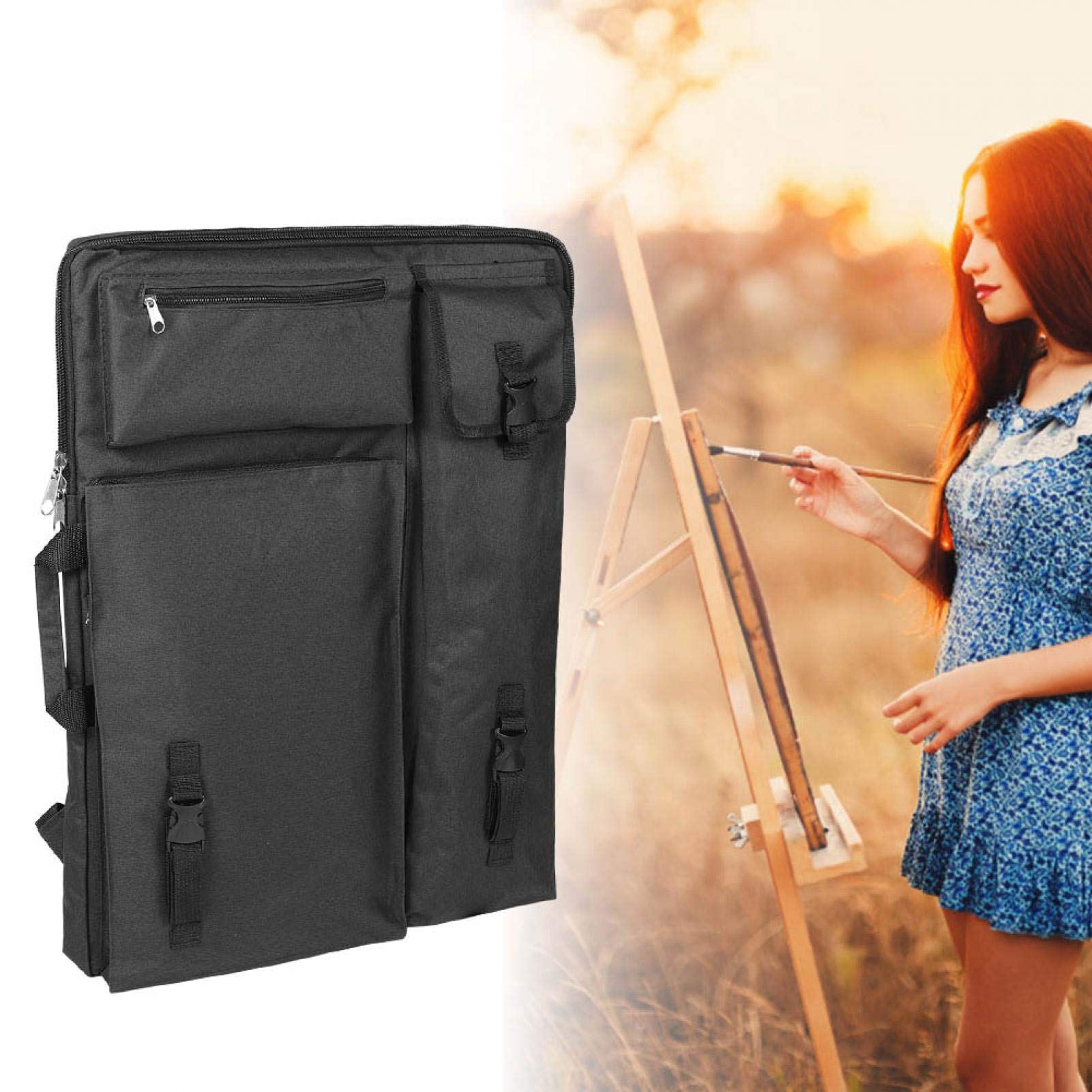 Multi-Function Adjustable Travel Sketching Bag - Large Canvas Artist Backpack for Sketching, Travel & Camping (Black) | Perfect for Outdoor Art, Urban Sketching & Creative Adventures