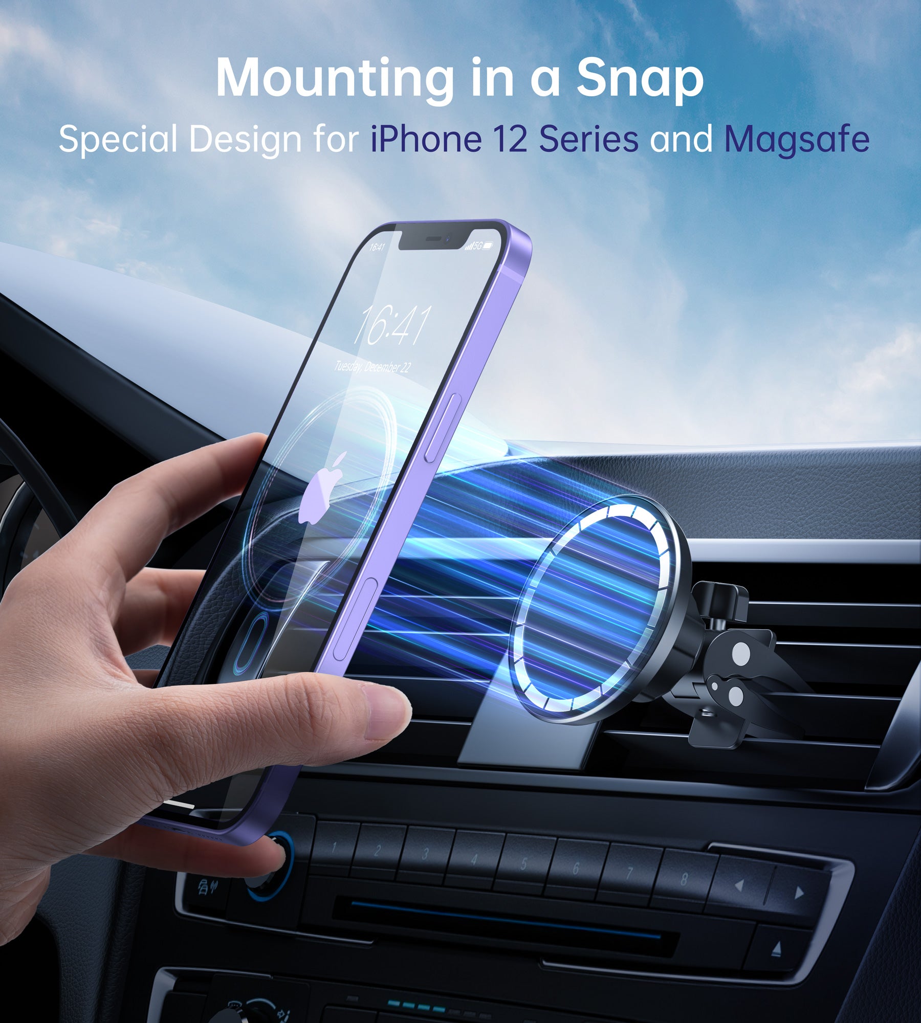 Choetech Magnetic Car Air Vent Phone Mount - Universal Smartphone Holder for iPhone, Samsung, Google Pixel - Hands-Free Driving & Navigation Accessory