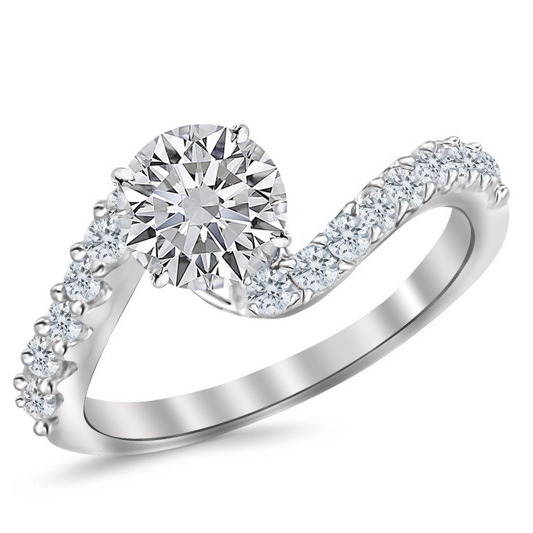 2.79 Carat Round CZ Engagement Ring for Women - Elegant Twisting & Curving Design - Perfect for Proposals, Anniversaries & Special Occasions - Houston Diamond District Collection