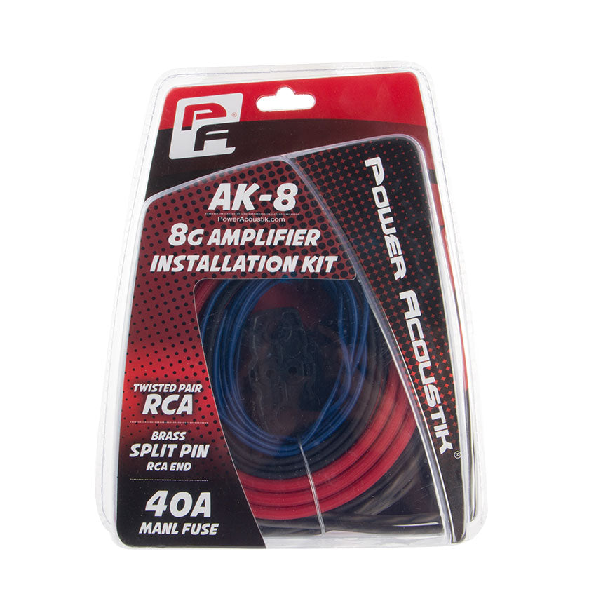 Power Acoustik AK 8 8 Gauge Amplifier Wiring Kit - High Performance Car Audio Power Wire with Connectors for Amplifier and Subwoofer Installation | Perfect for Car Audio Systems, Home Theater Setup, and DIY Electronics Projects