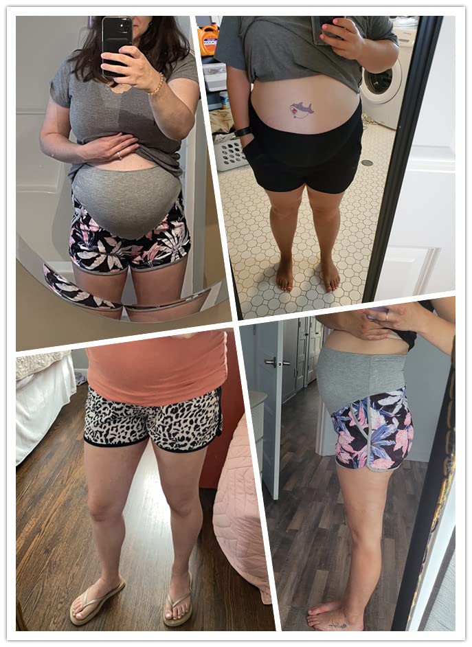 FitGlam Women's Maternity Shorts - Over Belly Pregnancy Lounge, Workout & Sleep Shorts with Pockets | Comfortable for Yoga, Running, Home Relaxing & Nightwear
