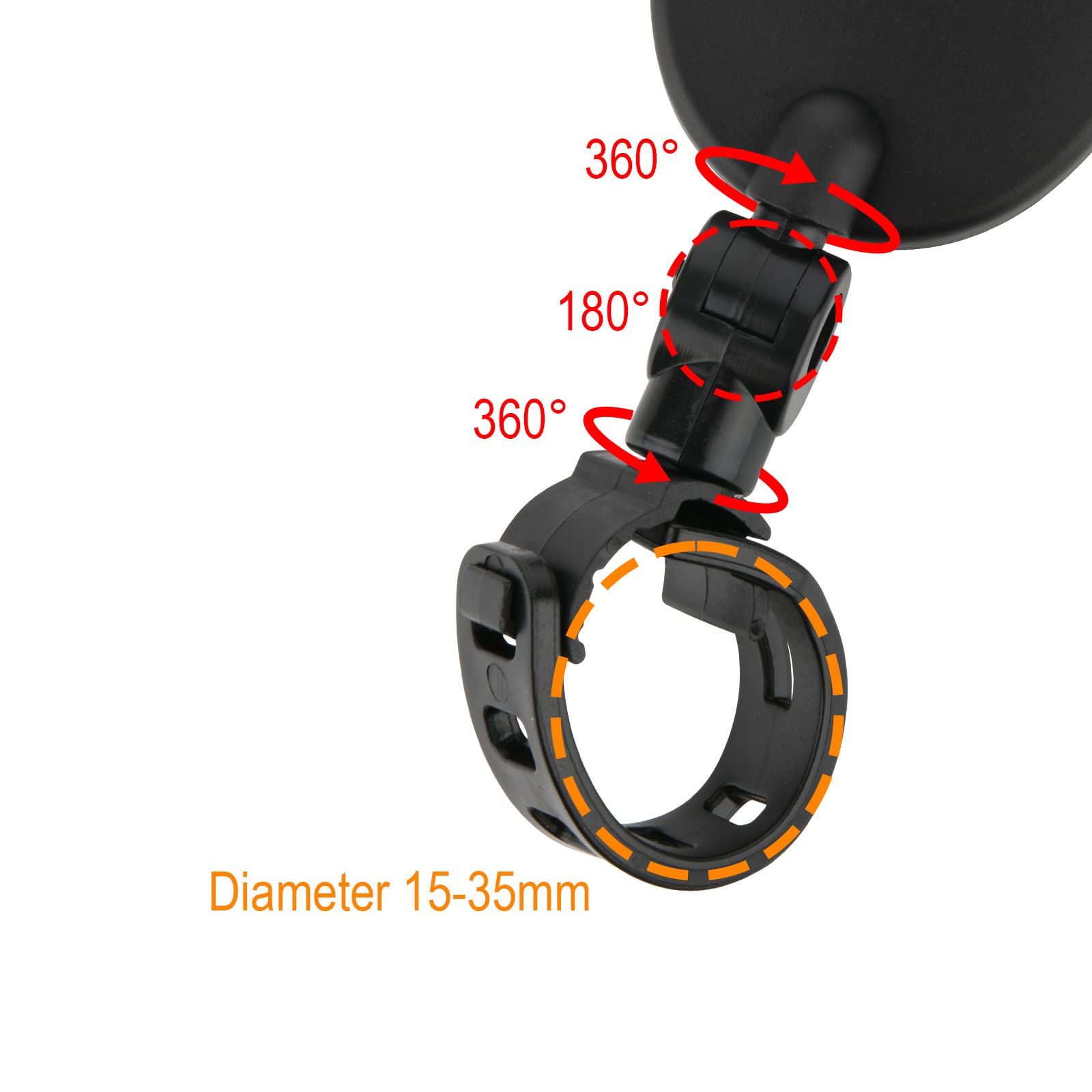 2 Pack Bike Mirror - 360° Adjustable Acrylic Rear View Safety Mirror for Mountain/Road Bicycles | Handlebar Mount Cycling Accessories | Perfect for Commuting, Trail Riding & Urban Cycling Safety