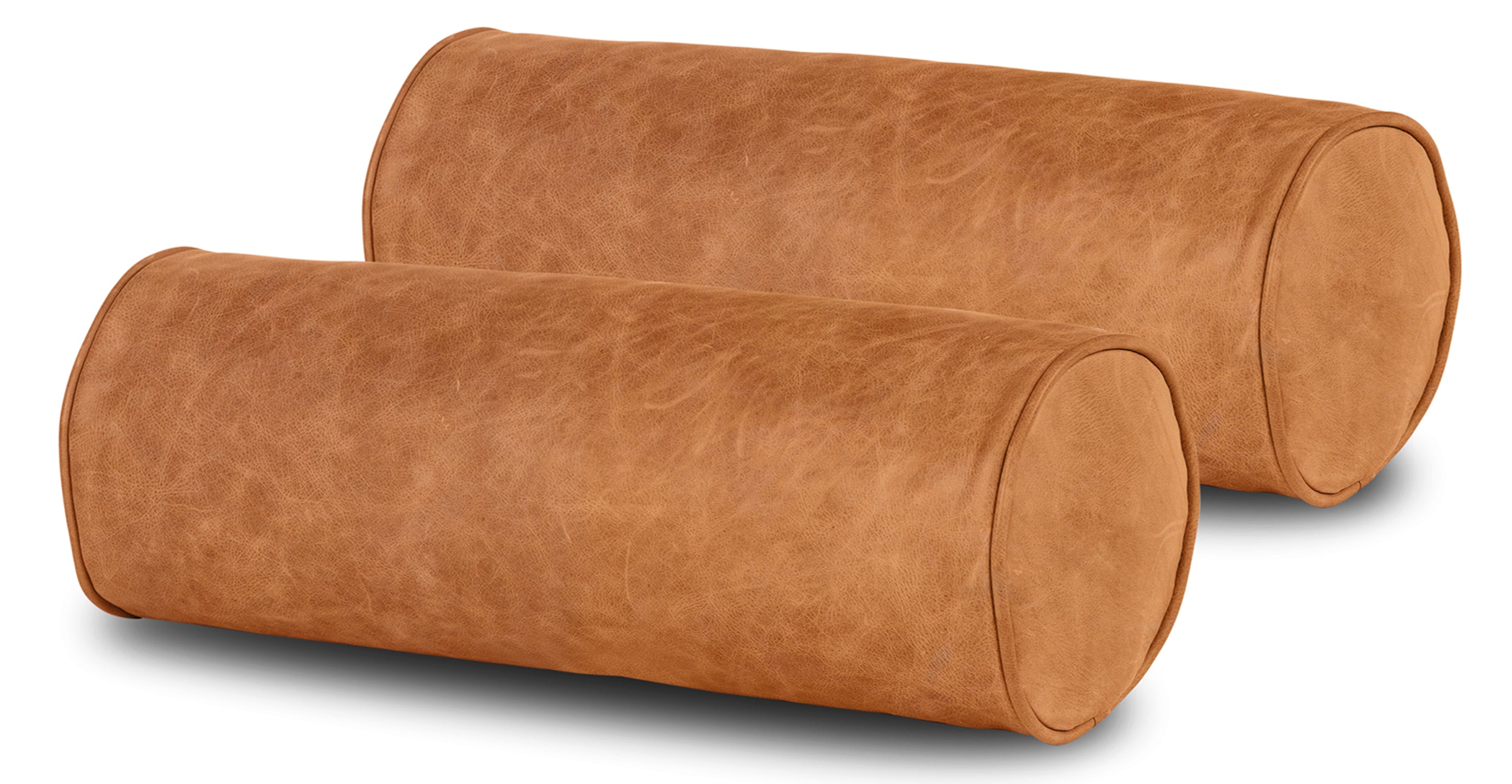 Premium Napa Leather Bolster Pillow Set - Luxury Sofa Cushions for Living Room, Bedroom & Office Decor (Set of 2) - Perfect for Home Styling, Reading Nook & Relaxation