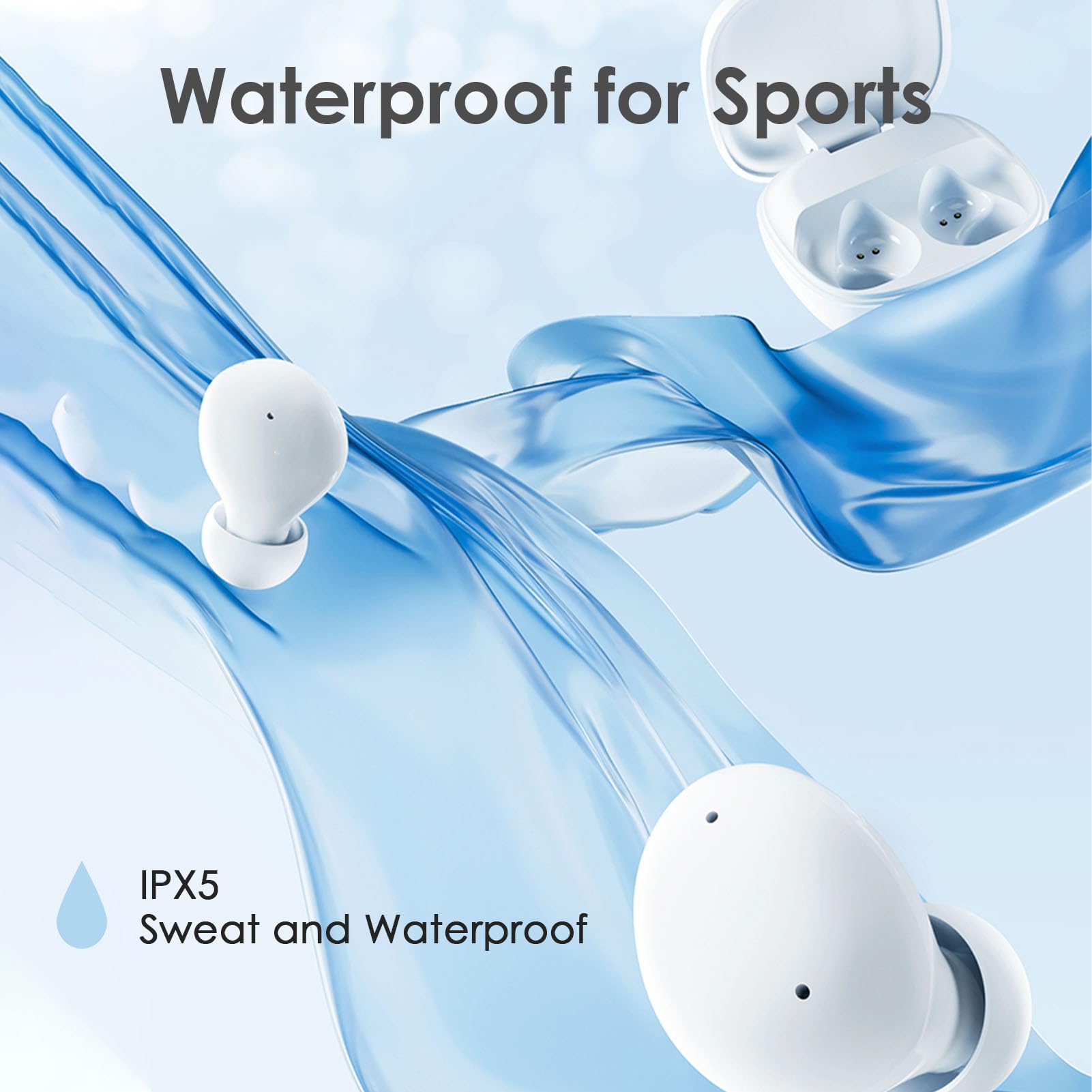Wireless Bluetooth Earbuds with ANC Noise Cancellation & Touch Screen - IPX7 Waterproof, Long Battery Life, Compact Design - Perfect for Workouts, Commuting & Travel