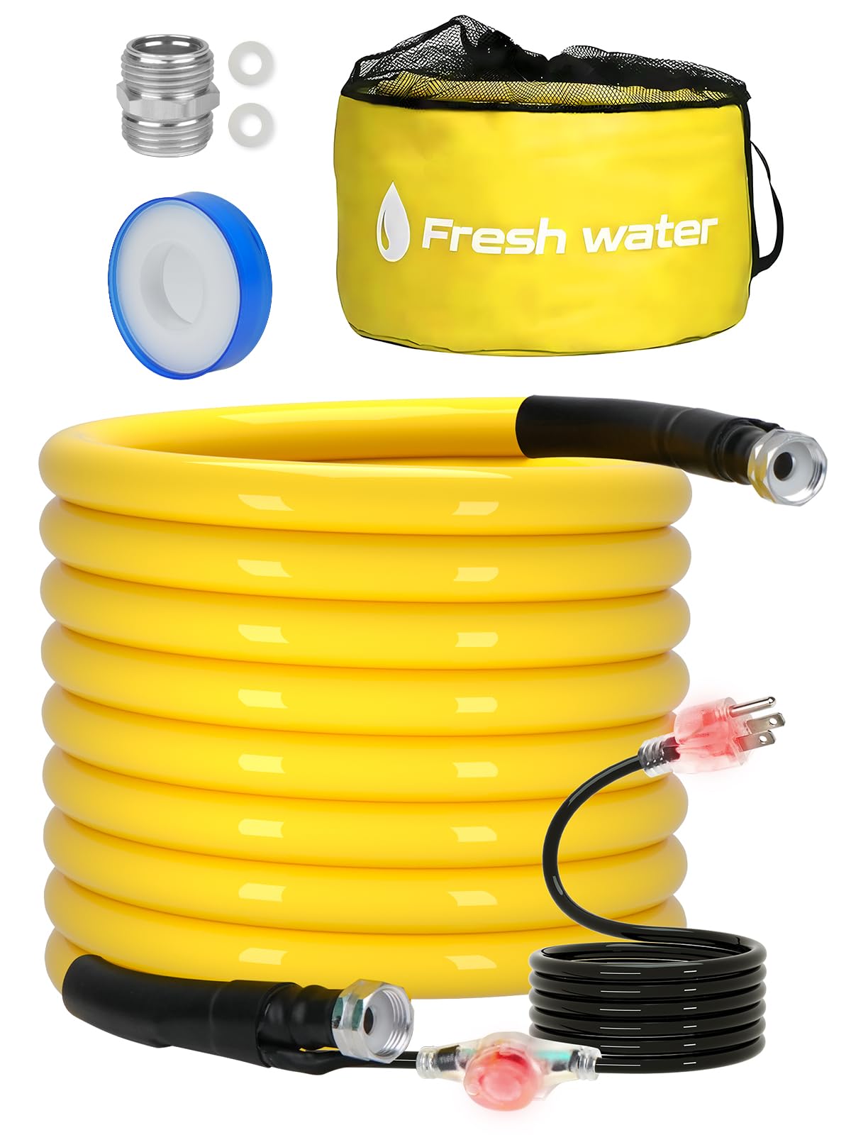 25FT Heated RV Water Hose with Storage Bag - Freeze Proof Up to -40℉, 5/8 Inch Inner Diameter, Upgraded Waterproof Thermostat - Perfect for Winter RV Camping, Garden Watering & Outdoor Drinking Water Supply