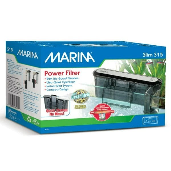 Marina Slim Power Filter - Ultra Quiet Aquarium Filter for Fish Tanks up to 20 Gallons - Perfect for Home, Office & Small Aquarium Setups