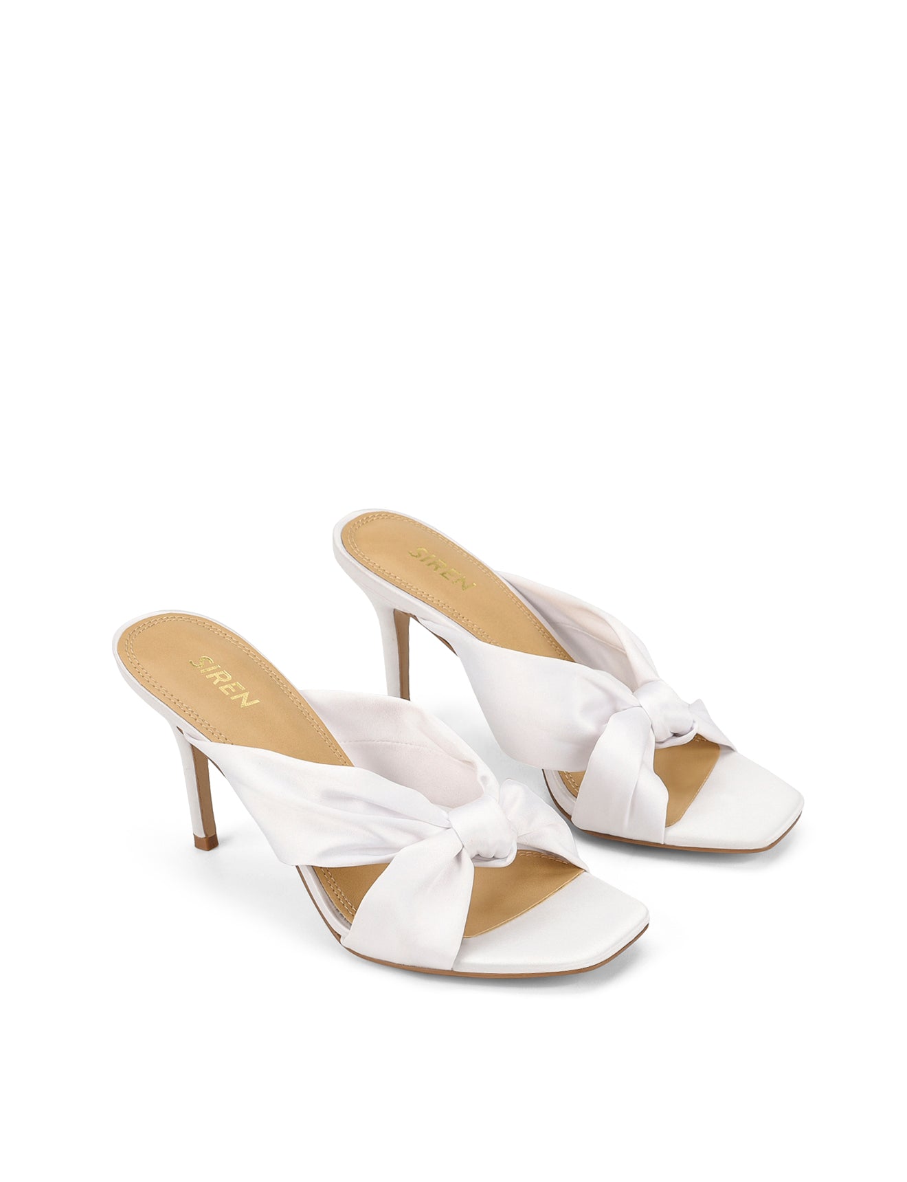 Nicola Satin Knot Mules - Ivory White Satin Slides for Women | Comfortable & Stylish Summer Shoes for Casual Outings, Beach Walks, and Date Nights