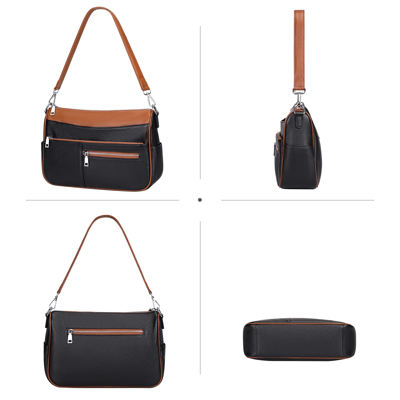 Genuine Leather Shoulder Bag for Women - Small Crossbody Handbag Purse - Stylish & Durable Ladies Handbag for Work, Travel & Everyday Use