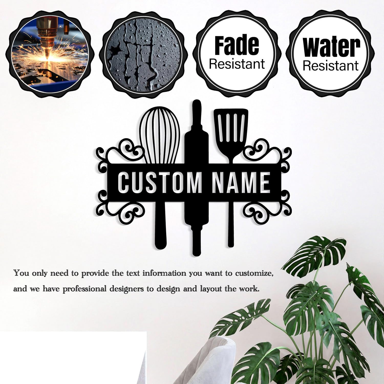 Personalized Metal Kitchen Name Sign - Custom Wall Decor for Home & Restaurant - Unique Housewarming, Mother's Day & Grandma Gifts - Perfect for Farmhouse, Rustic & Modern Kitchens
