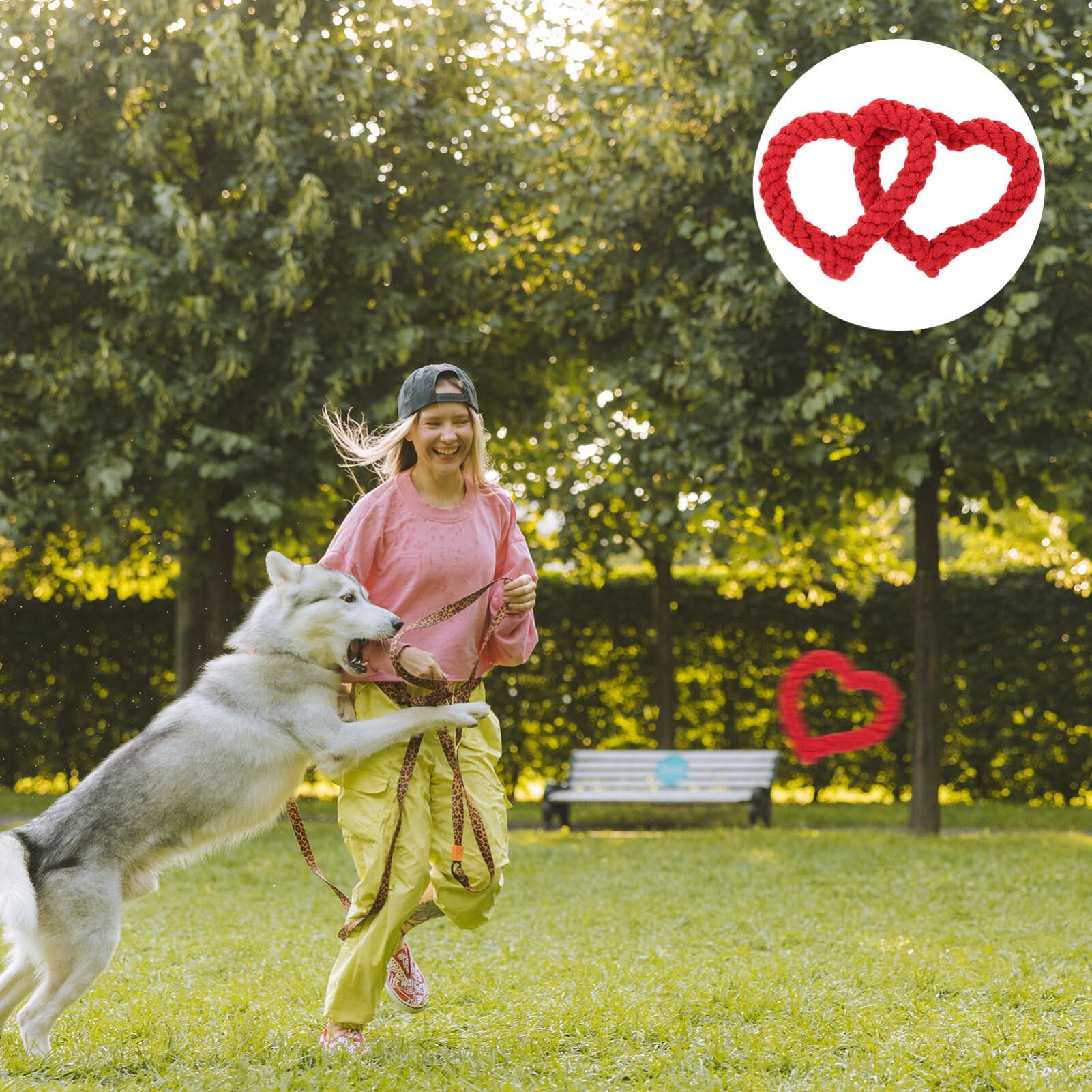 4pcs Dog Chew Toys - Cotton Rope Puppy Teething Toys with Red Heart Shape for Small & Medium Dogs | Valentine's Day, New Year & Pet Party Supplies (Random Colors) | Perfect for Training, Playtime & Dental Health