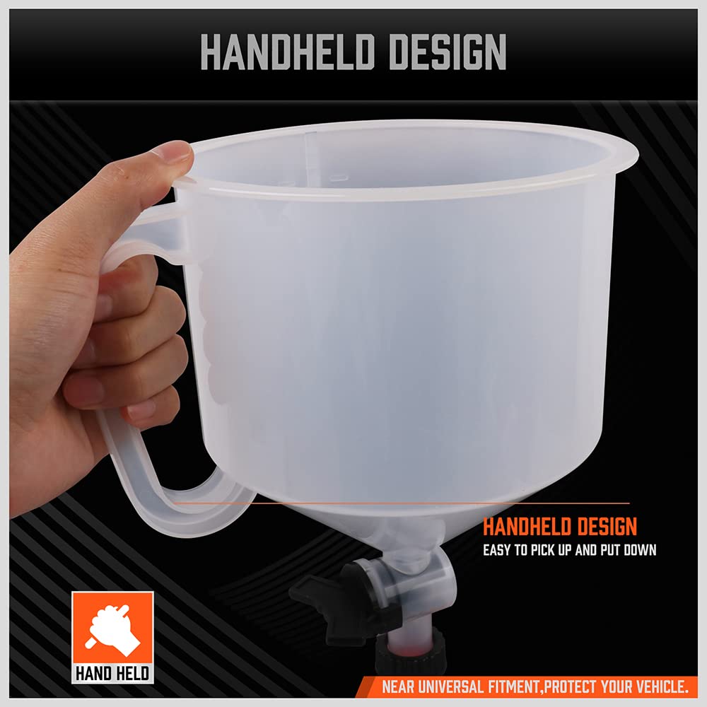 HORUSDY No-Spill Coolant Funnel Kit with Adapters - Universal Fit Spill Proof Funnel Bleeder for Car, Truck & SUV - Perfect for DIY Coolant Flush & Radiator Maintenance