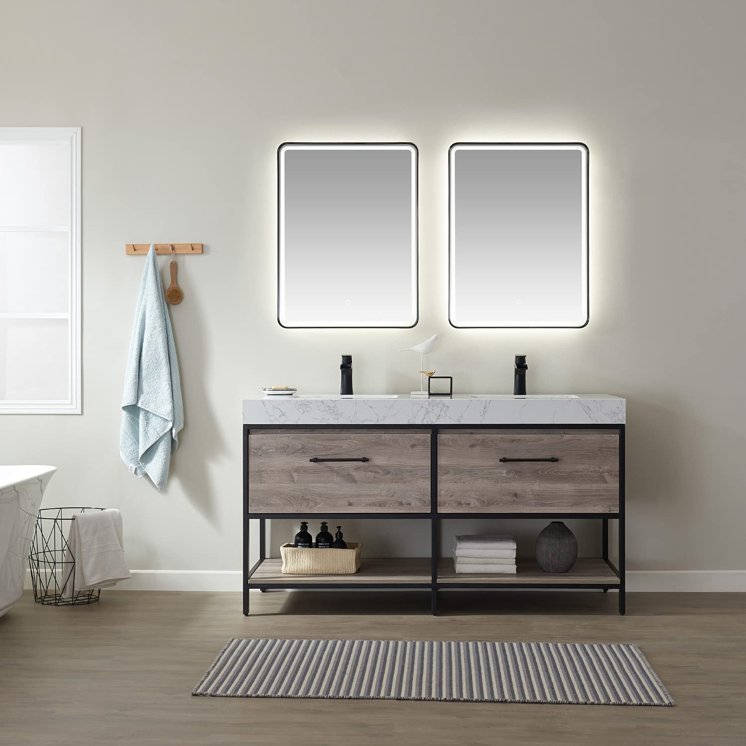 Vinnova Piceno 24 Inch Rectangle LED Lighted Bathroom Mirror - Modern Vanity Wall Mirror with Adjustable Brightness for Makeup, Shaving & Home Decor