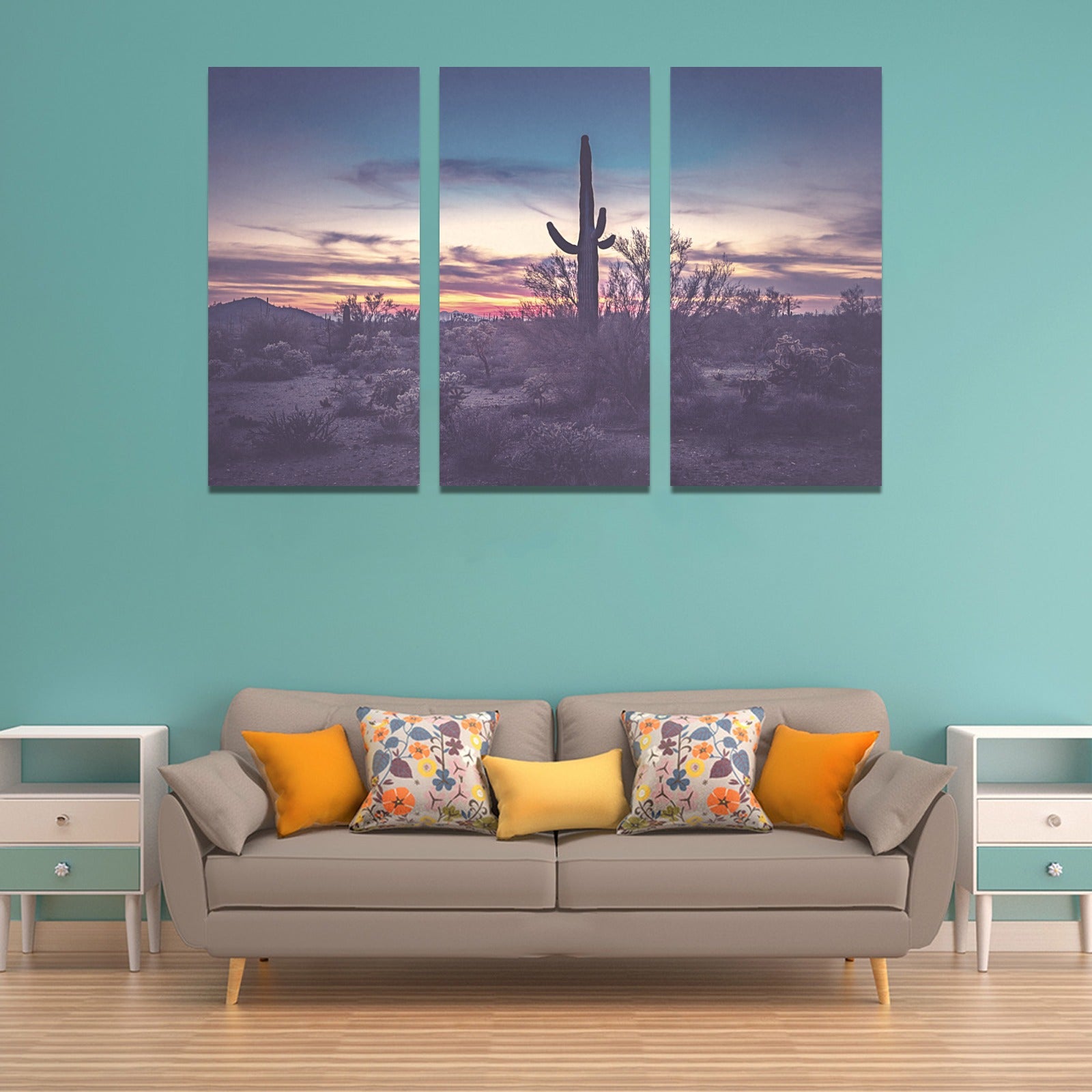3-Piece Desert Night Framed Canvas Art Prints Set - Handmade in USA - Perfect for Living Room, Bedroom & Office Wall Decor