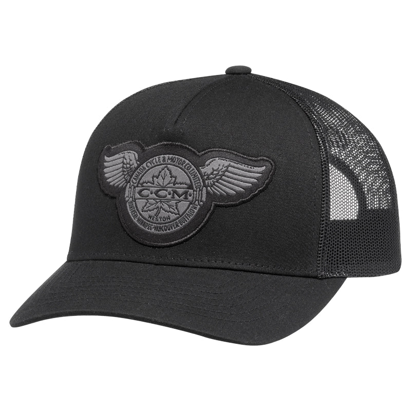CCM Monochrome Meshback Trucker Cap - Black Adjustable Snapback Hat for Men & Women | Perfect for Outdoor Activities, Sports, and Casual Wear