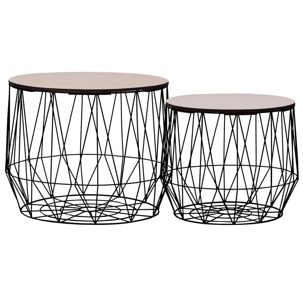 SKM Modern Coffee Table Set of 2 - Black End Tables for Living Room | Perfect for Small Spaces, Apartments & Home Decor