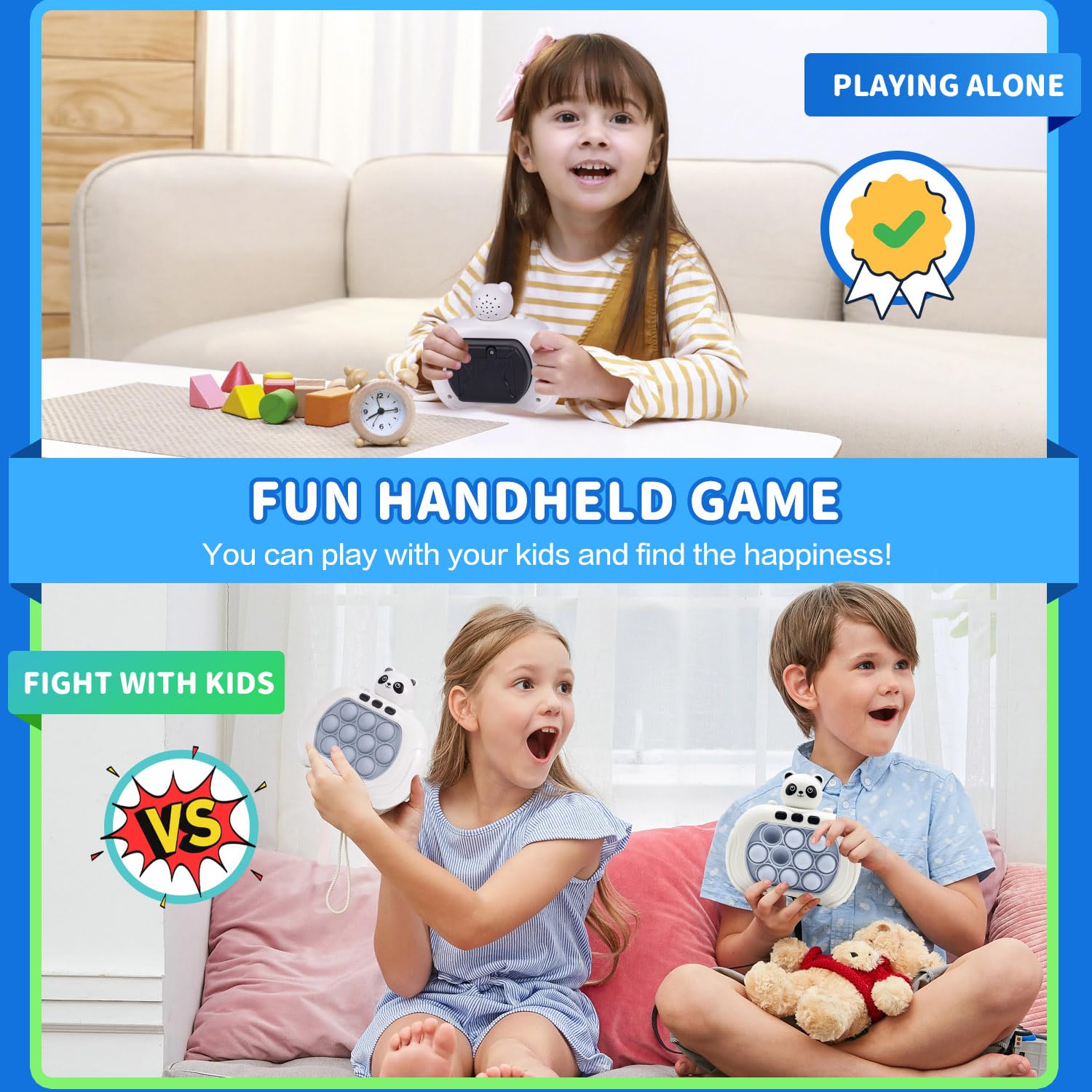 Fast Push Bubble Fidget Toy - Handheld Game Console for Kids Ages 3-12, Light Up Puzzle Game with Quick Press Buttons - Perfect Gift for Boys & Girls - Fun for Travel, Classroom & Stress Relief