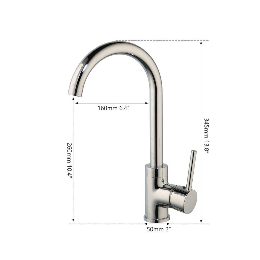 Premium Stainless Steel Single Handle Deck Mounted Kitchen & Bathroom Faucet - Chrome Polished Hot & Cold Water Mixer Tap for Modern Home Sinks (Perfect for Cooking, Washing Dishes & Personal Hygiene)