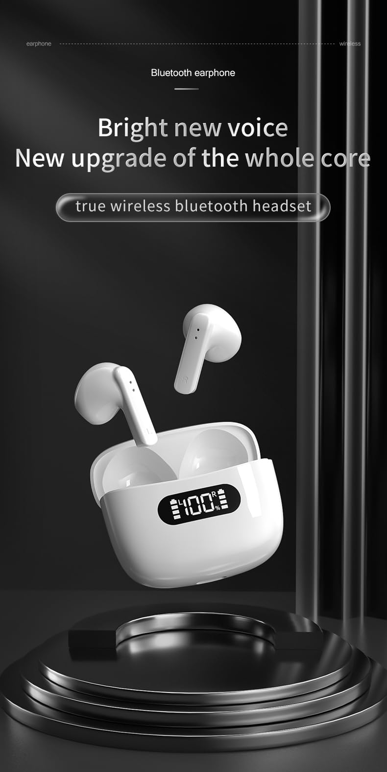 BD&M Wireless Bluetooth Earbuds - IPX7 Waterproof Stereo Headphones with Touch Control & LED Power Display, Sport Earphones for Gym Running Workouts, Compatible with iPhone Android Samsung (Perfect for Workouts, Commuting & Travel)