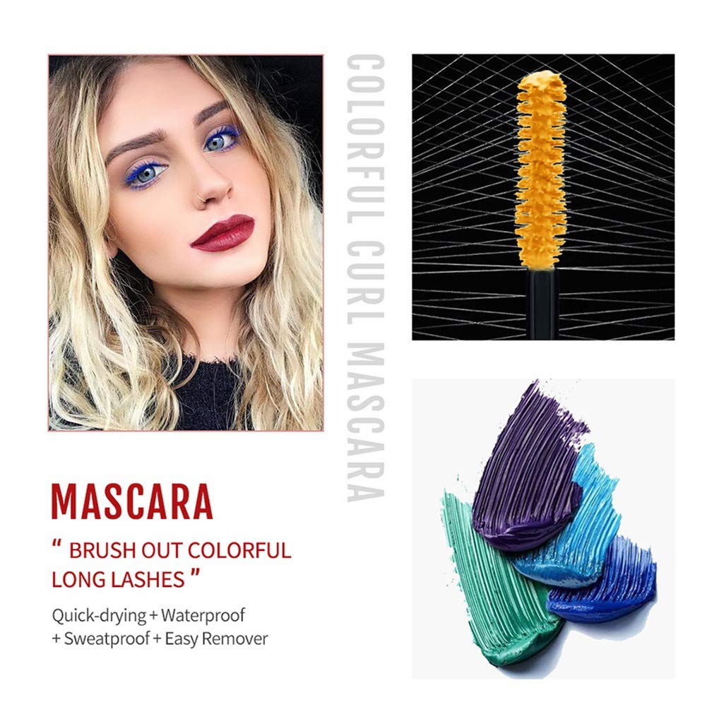 ARTIFUN 7 Colors Waterproof Colored Mascara Set - 24H Long Lasting, 3D Fiber Lash for Dramatic Eye Look | Perfect for Parties, Halloween & Cosplay Makeup