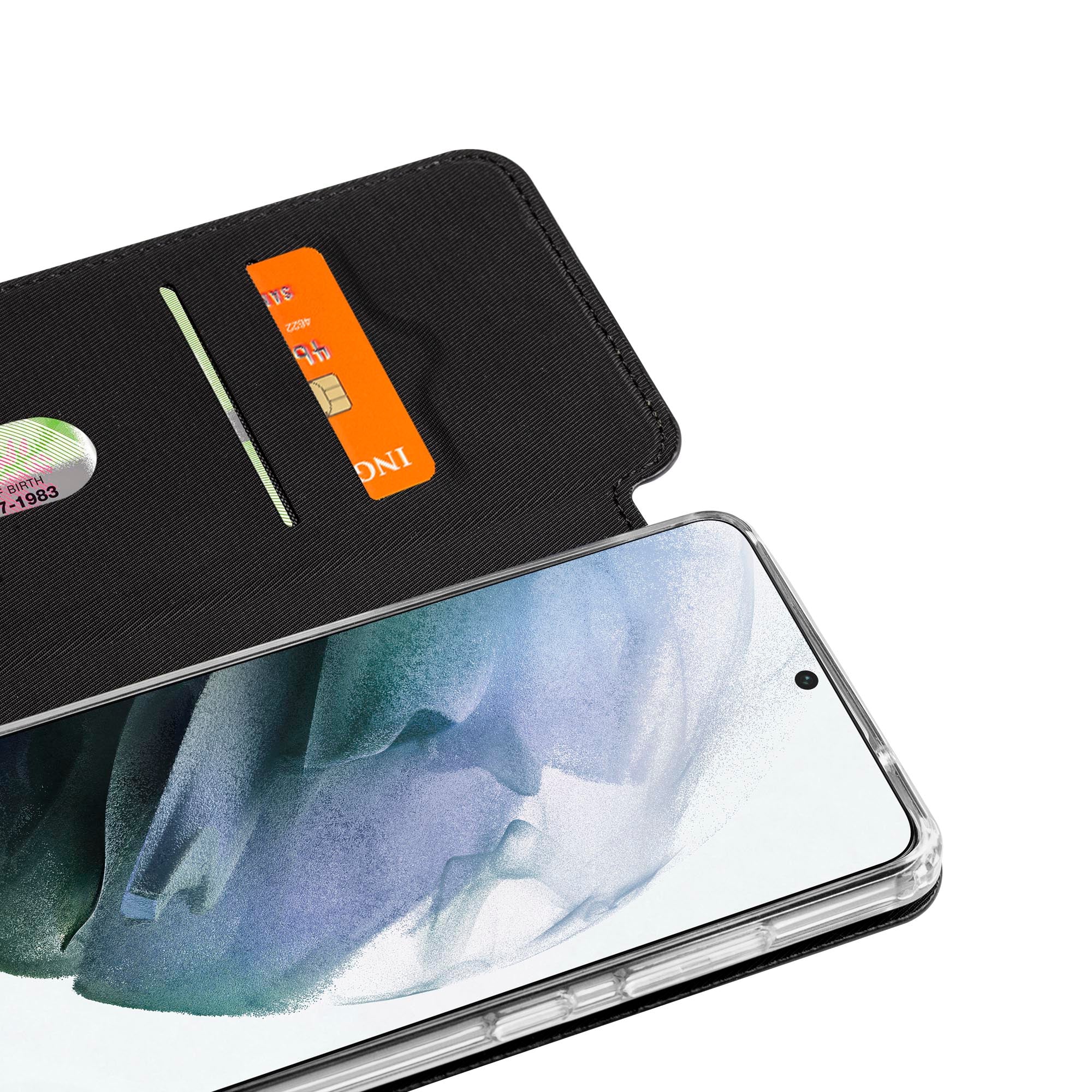 3sixT SlimFolio 2.0 Case for Samsung Galaxy S21 - Ultra Thin Protective Cover with Card Slots | Perfect for Everyday Use, Business Travel & Wireless Charging