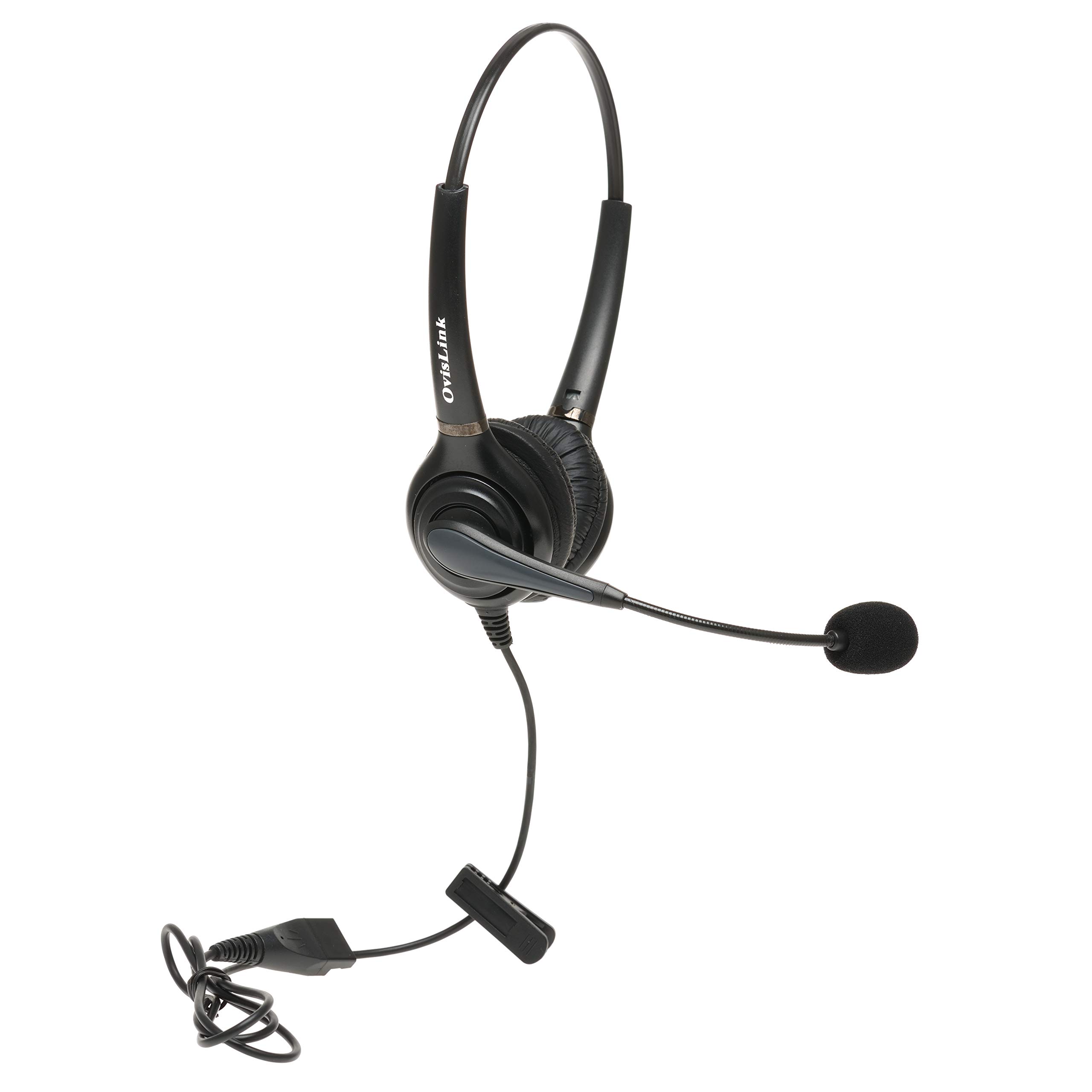 Professional Dual Ear Call Center Headset for Cisco Unified IP Phone - Noise Canceling, Comfortable Fit, Crystal Clear Sound with RJ9 Quick Disconnect Cord - Perfect for Office, Customer Service & Remote Work