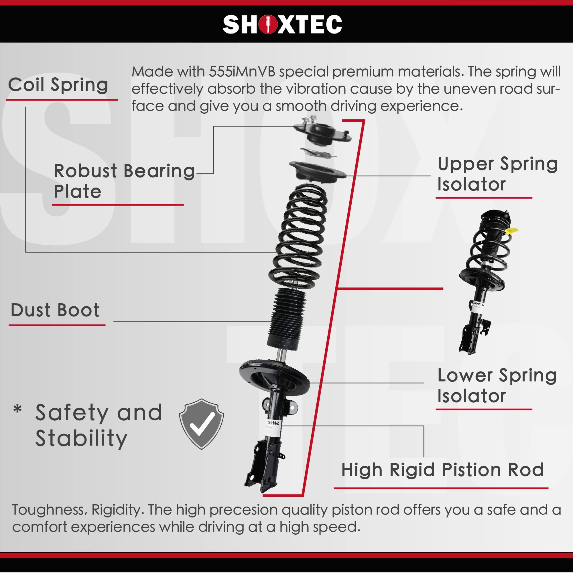 Shoxtec Rear Left Complete Struts Replacement for 2000-2011 Chevrolet Impala, 2000-2007 Monte Carlo, 1998-2002 Oldsmobile Intrigue - Compatible with Shocks Repl.no. 171671 - Perfect for Smooth Ride & Suspension Repair