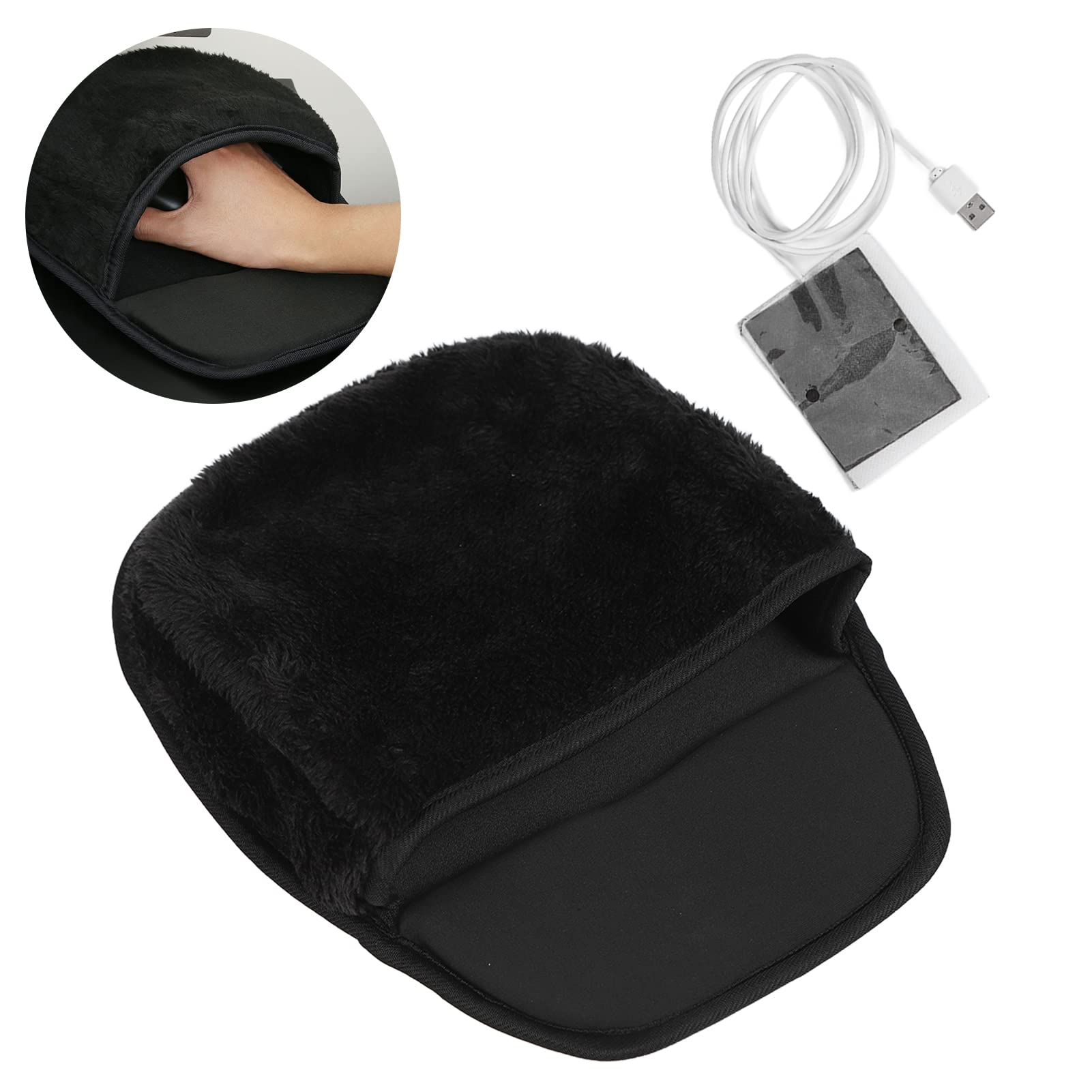 USB Heated Mouse Pad & Hand Warmer - ZJchao Electric Heating Pad for Office, Gaming & Home Use - Warm Computer Mouse Pad with Roomy Design - Perfect Desk Accessory for Men & Women (Black) - Stay Cozy While Working, Gaming or Studying in Cold Weather