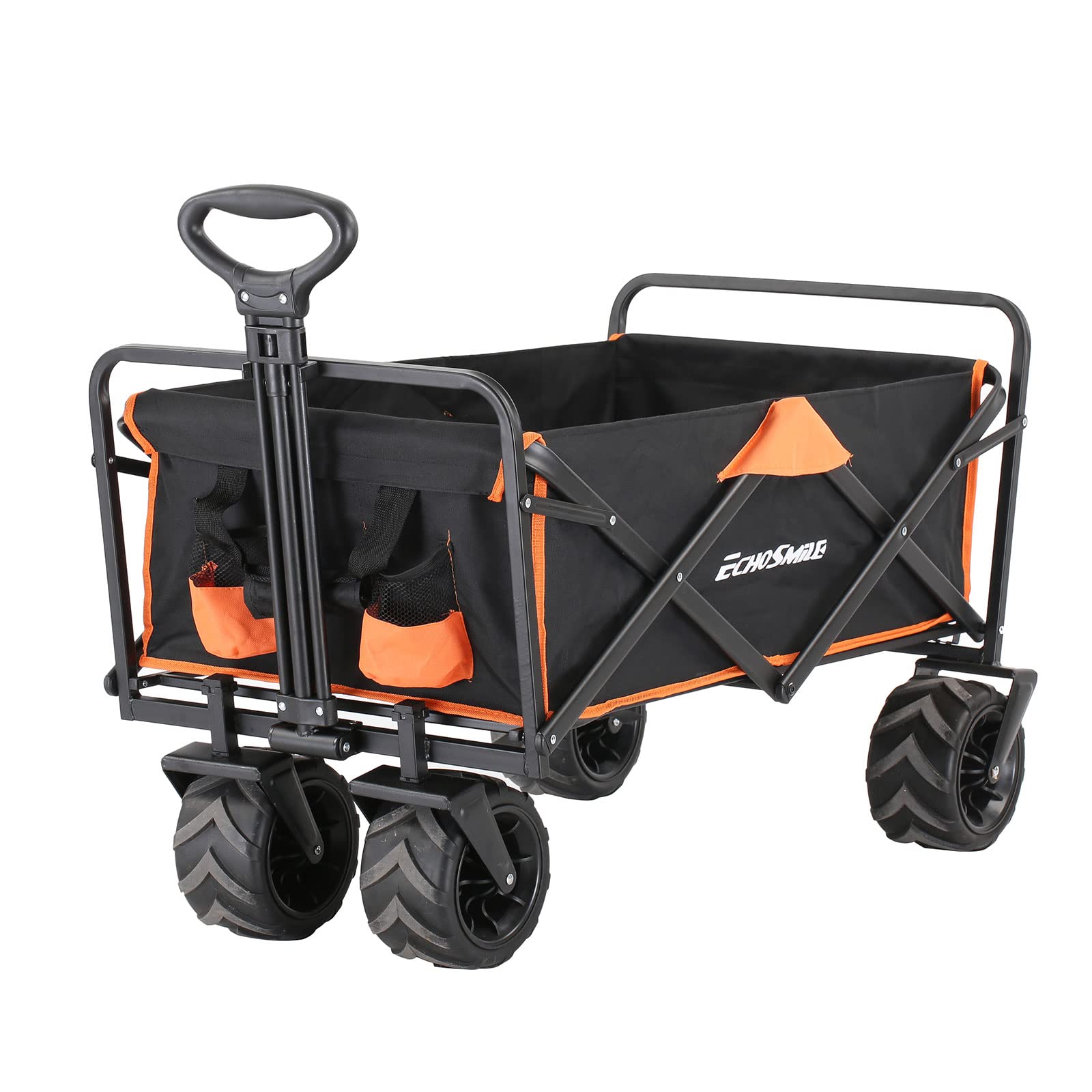 EchoSmile Heavy Duty 350 Lbs Capacity Collapsible Wagon - Foldable Utility Cart with Big All-Terrain Wheels for Camping, Grocery Shopping, Beach Trips & Outdoor Sports | Portable Folding Wagon for Picnics, Tailgating & Kids Activities