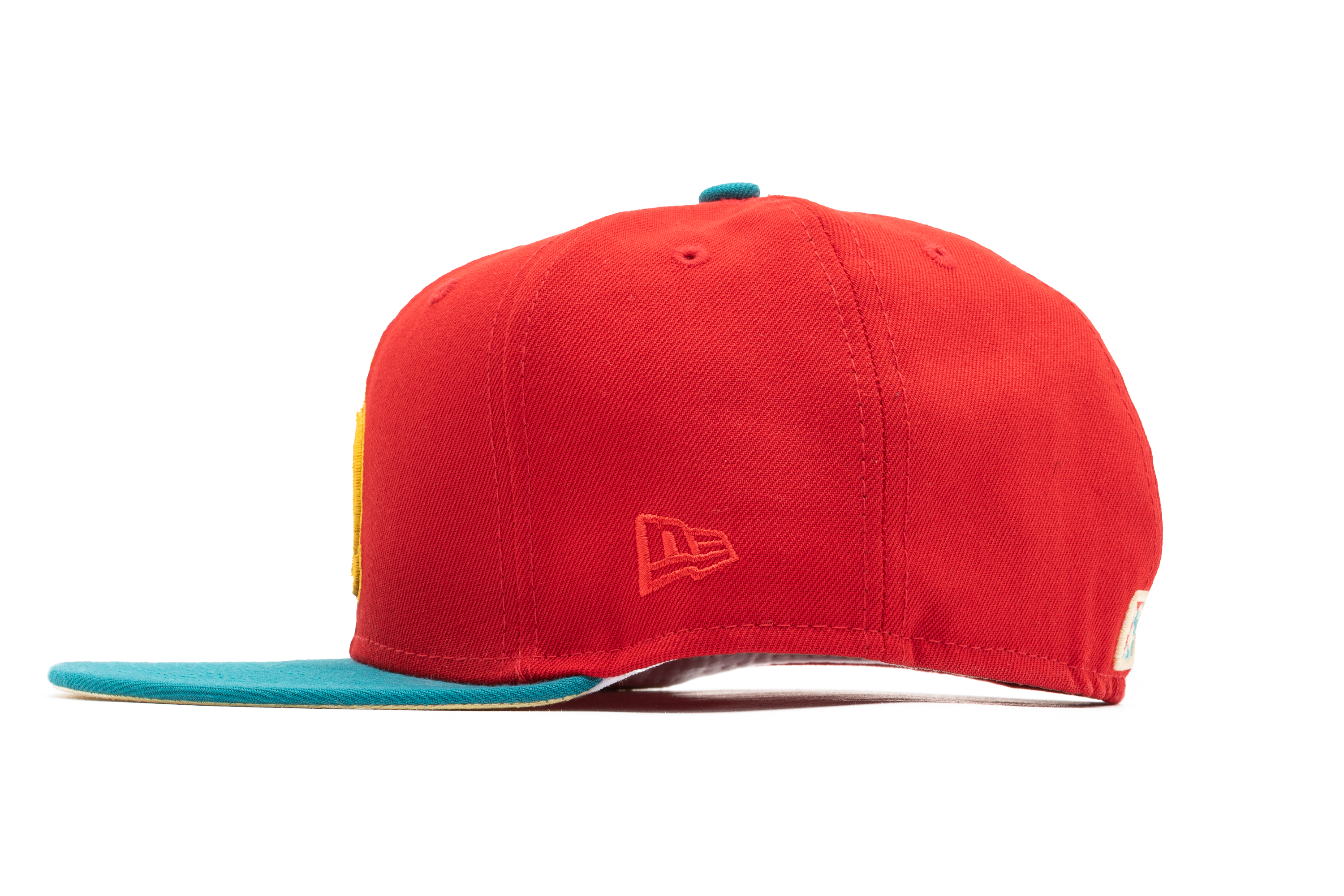 New Era x Politics Queens Kings 59FIFTY Fitted Hat - Bright Red/Aqua - Stylish Baseball Cap for Sports Fans & Streetwear Fashion