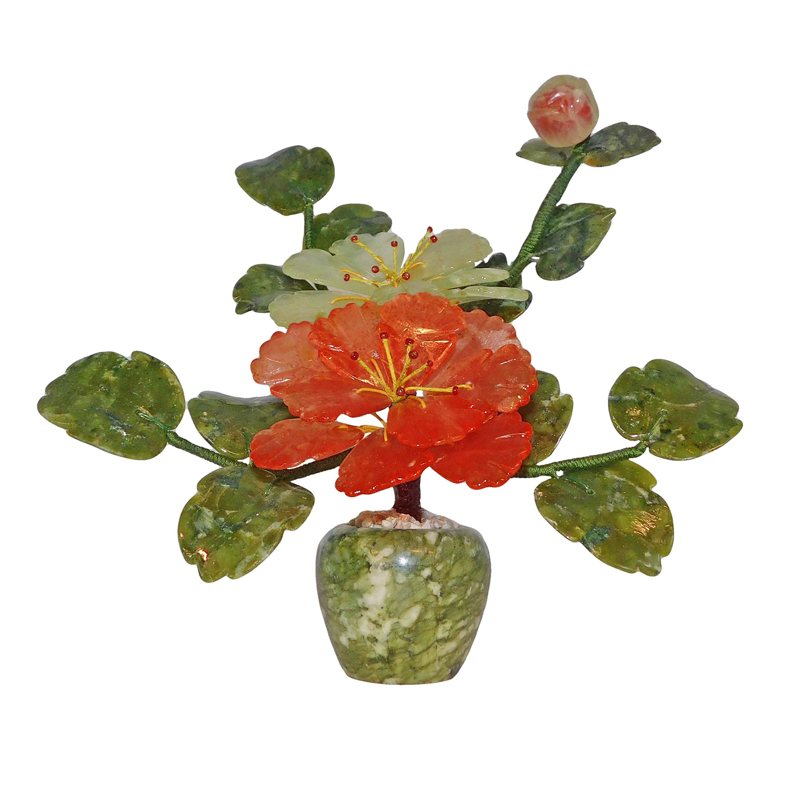 Exquisite Oriental Hardstone Blossom Flower Pot - Handcrafted Stone Planter for Home Decor, Zen Garden & Indoor Plants