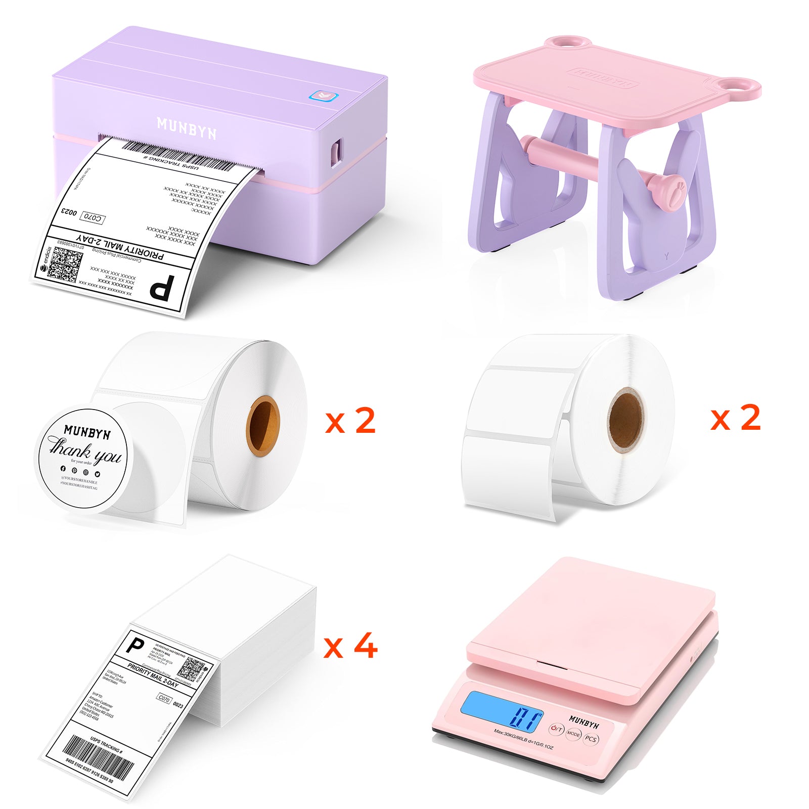 MUNBYN RealWriter 130B Wireless Bluetooth Thermal Label Printer Kit for Shipping, Packaging & E-Commerce Business
