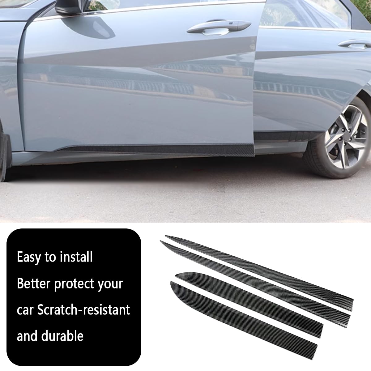 2021-2024 Hyundai Elantra Carbon Fiber Door Molding Cover Trim Kit (4PCS ABS) - Perfect for Car Protection & Style Upgrade | Ideal for Daily Commuting, Road Trips & Car Shows