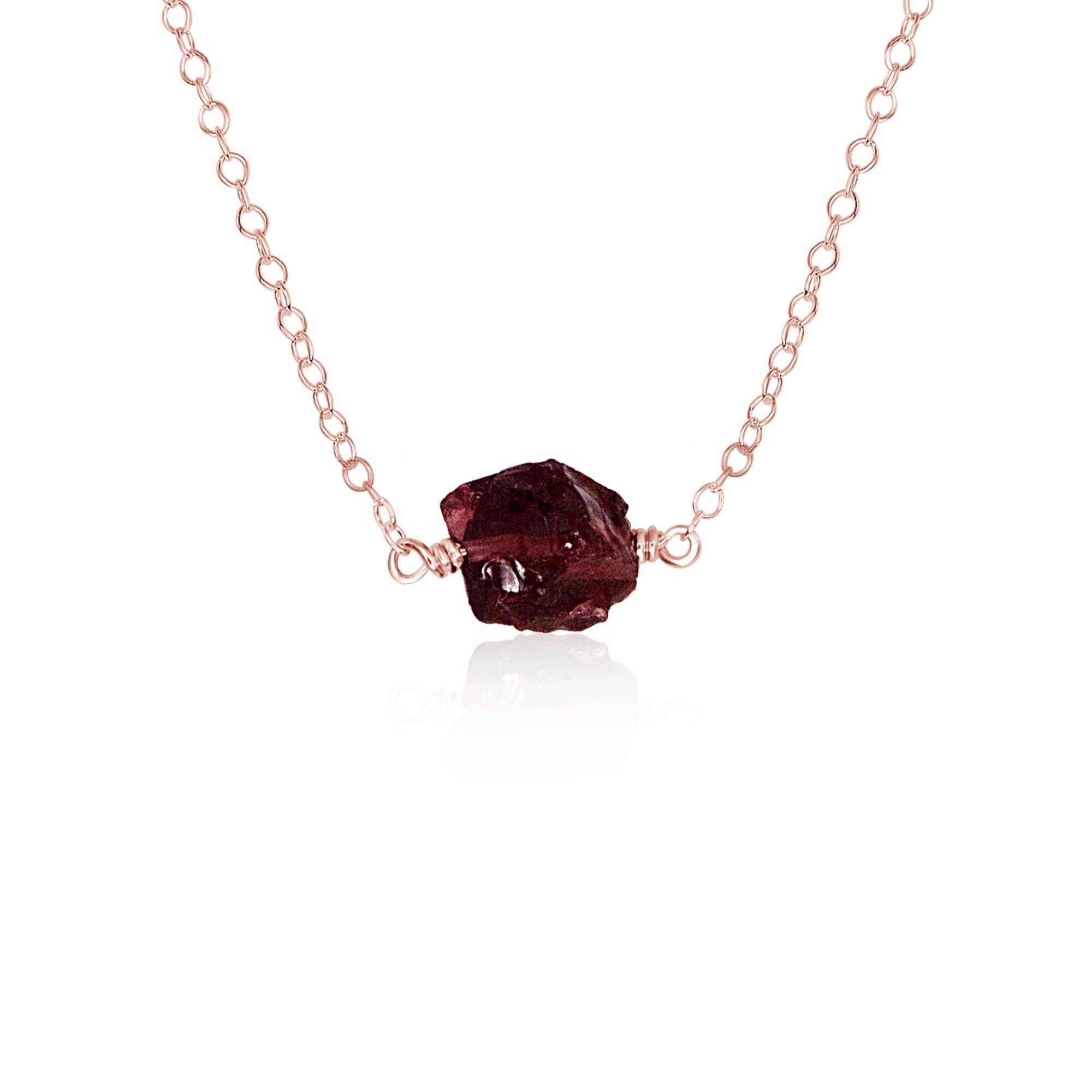 Natural Raw Garnet Crystal Nugget Necklace – Handmade Boho Jewelry for Women | Perfect for Everyday Wear, Meditation & Spiritual Healing