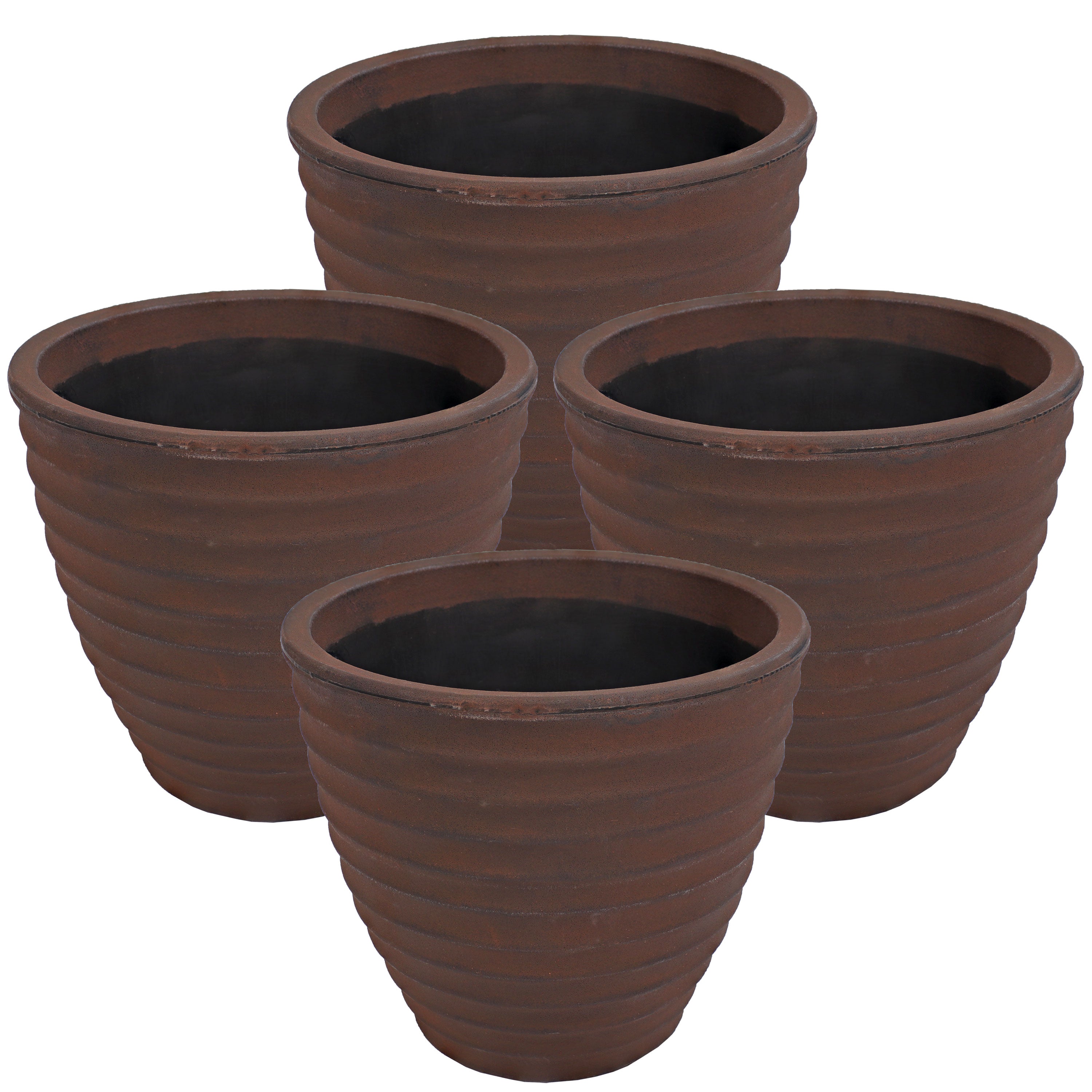 Sunnydaze Polyresin Ribbed Outdoor Plant Pot - Rust-Resistant Garden Decor for Patio, Deck & Balcony | Perfect for Succulents, Herbs & Flowers