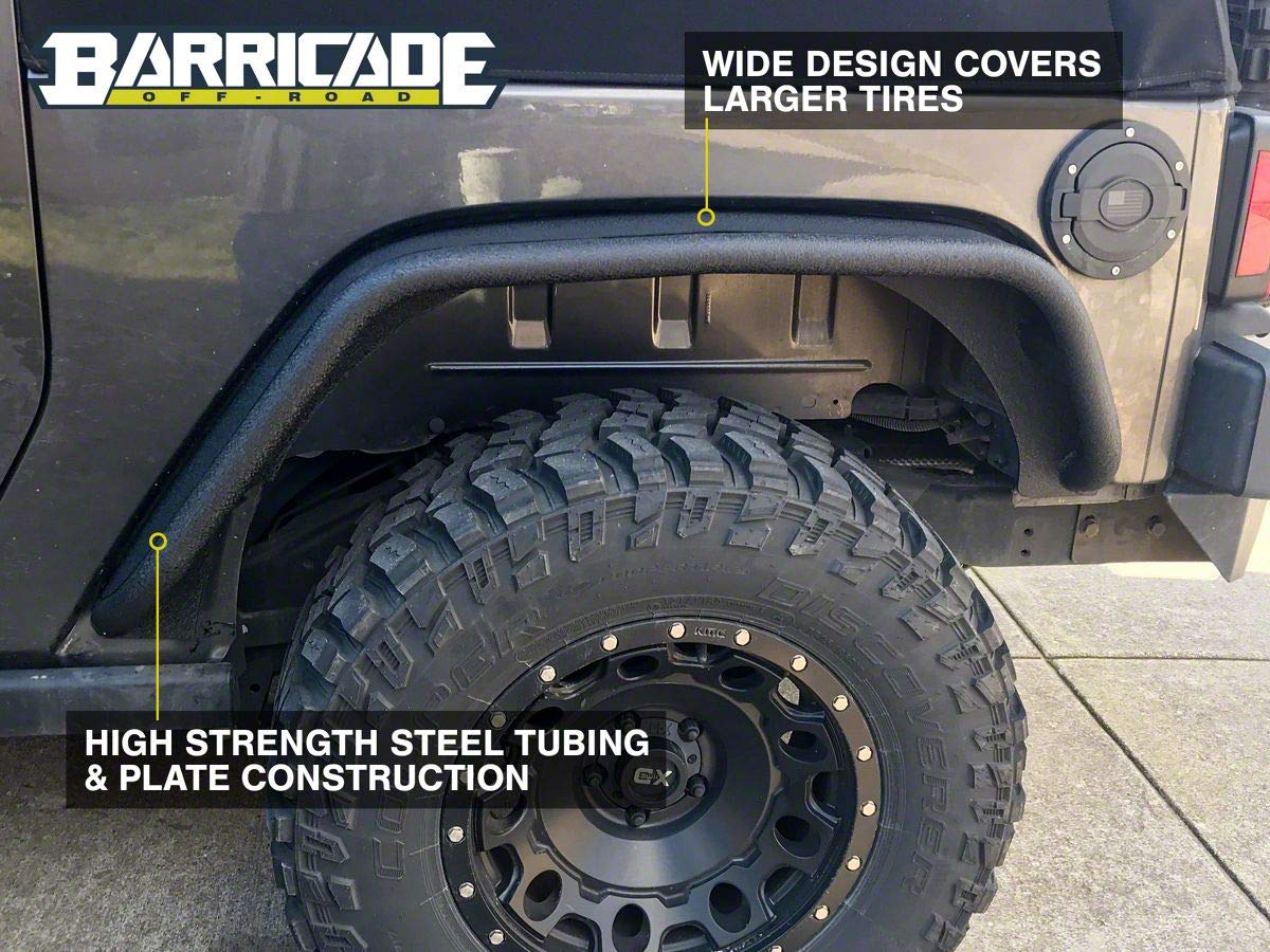 Barricade Tubular Fender Flares Rear Bumper Compatible with 2007-2018 Jeep Wrangler JK - Off-Road Protection & Style Upgrade for Jeep Enthusiasts