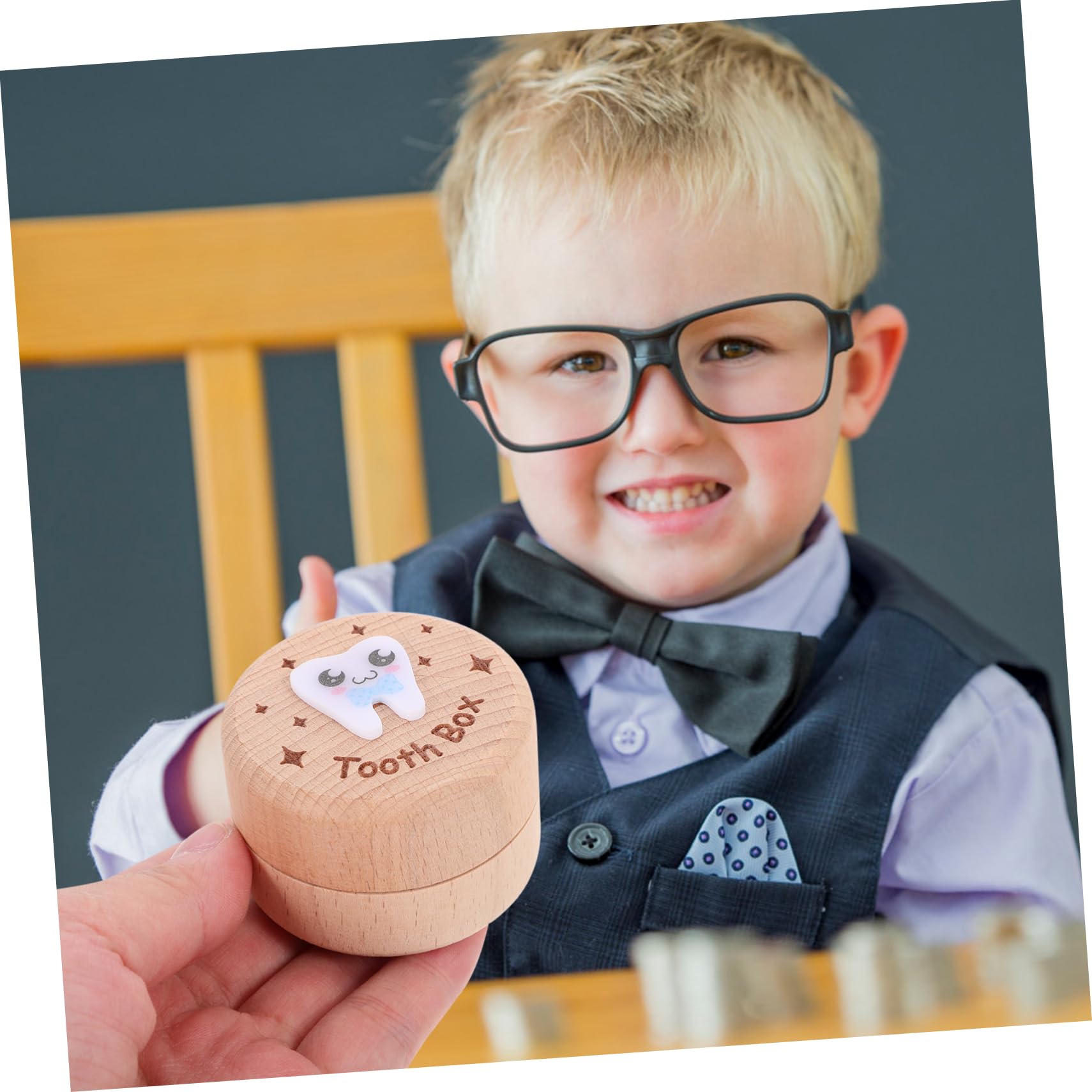 IWOWHERO Unique Wooden Baby Tooth Box - Keepsake Organizer for Boys & Girls to Preserve Childhood Memories | Perfect for First Tooth, Milestone Gifts & Nursery Decor