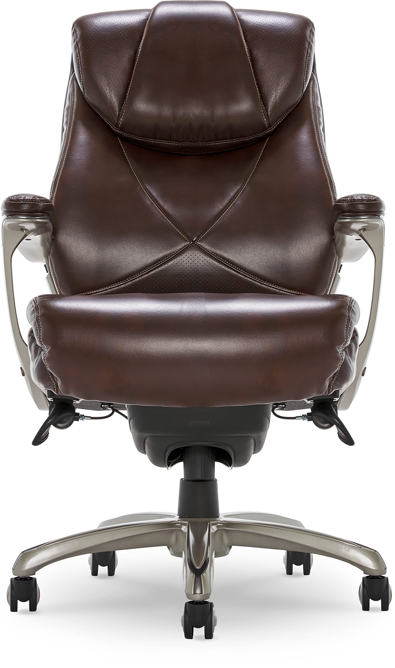 La-Z-Boy Cantania Executive Office Chair with AIR Lumbar Support & Memory Foam Cushions - Ergonomic High Back Desk Chair with Brown Bonded Leather - Perfect for Home Office, Gaming & Workspaces