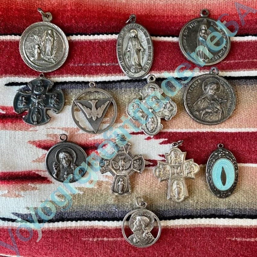 2-Piece Sterling Silver Devotional Cross Pendant Set - Four Way Religious Necklace Charm for Women & Men - Perfect for Church, Gifts & Everyday Faith Jewelry