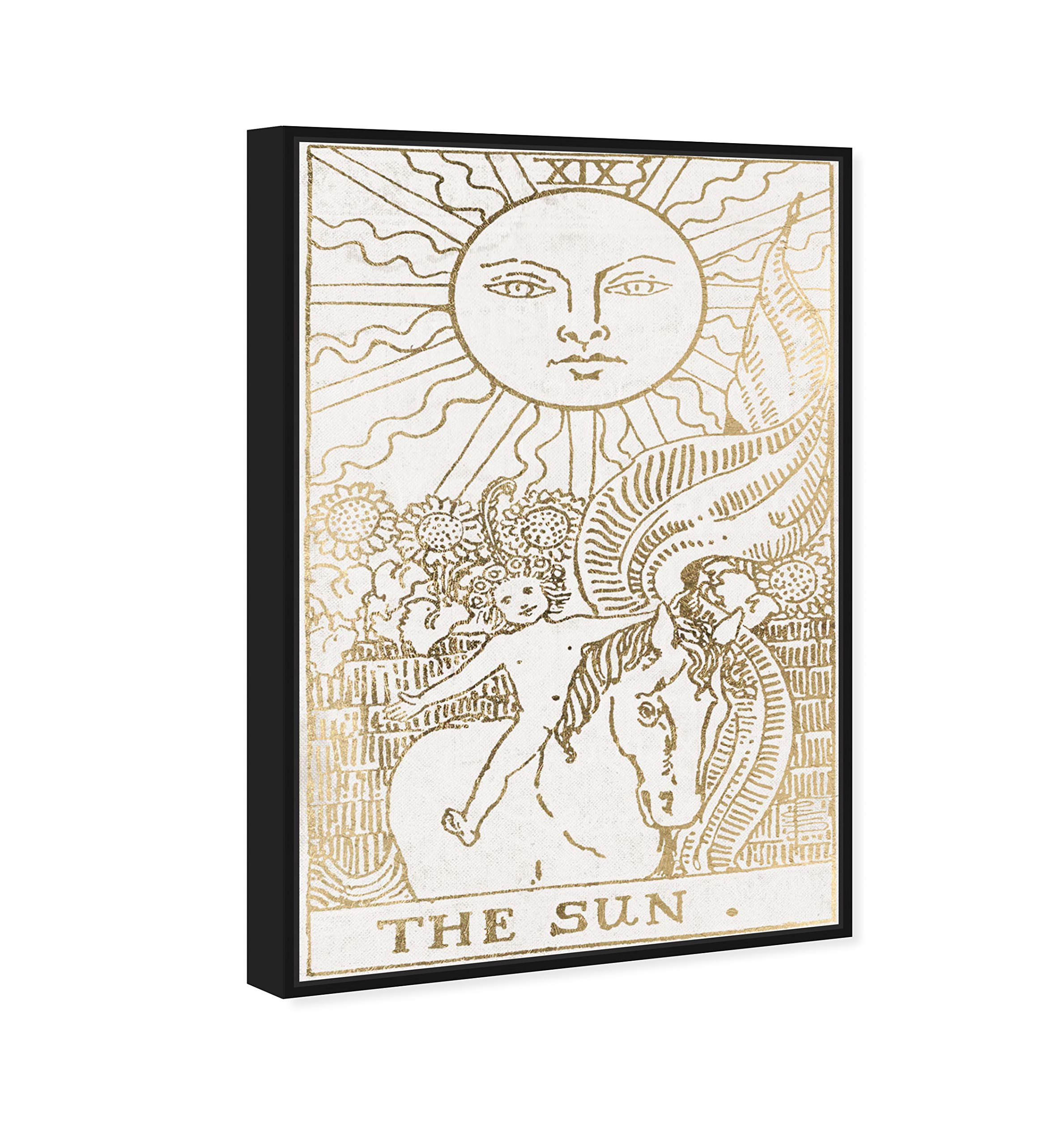The Sun Tarot Luxe Framed Wall Art Canvas Print - 30x45 Inch Astronomy & Space Zodiac Home Decor by Oliver Gal Artist Co. | Perfect for Living Room, Bedroom & Office Wall Decor
