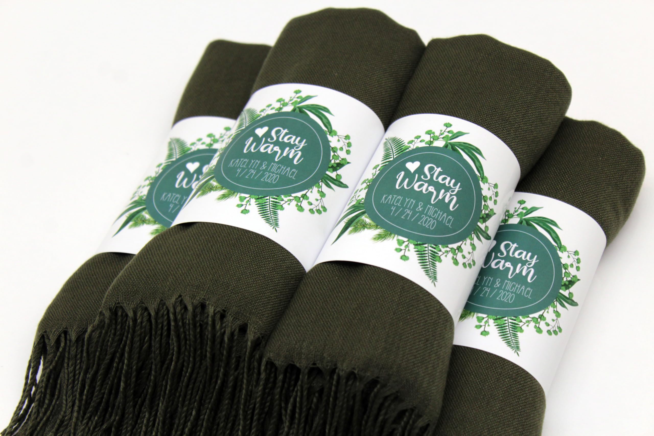 25 Pcs Soft Pashmina Shawl for Women - Personalized Elegant Scarf, Evening Dress Wrap, Wedding Guest Favors, Bridal Shawl & Bridesmaid Gift (Army Green) - Perfect for Weddings, Parties & Special Occasions