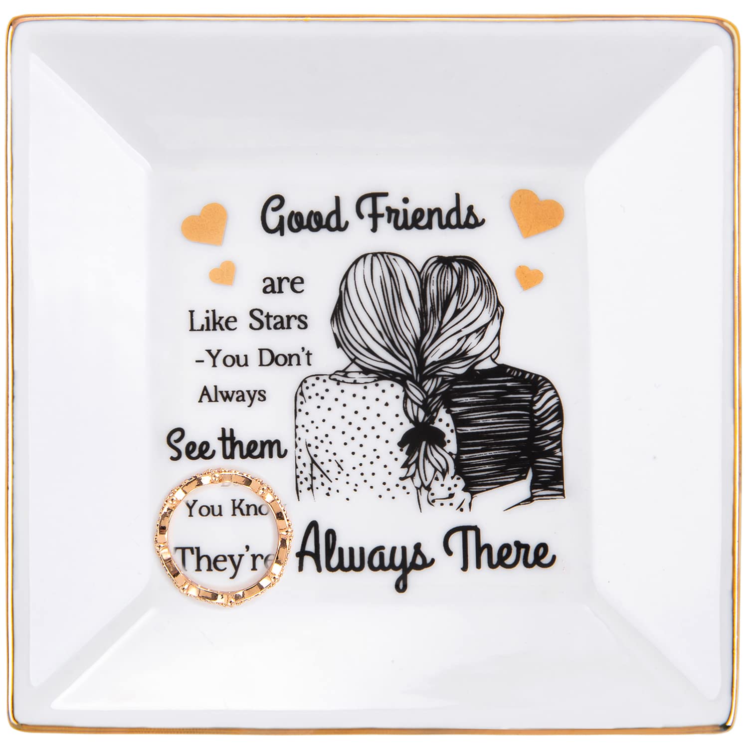 Kaidouma Ceramic Ring Trinket Dish - Elegant Jewelry Tray for Women | Perfect Birthday & Christmas Gift for Best Friends | Star-Shaped Friendship Keepsake for Her - Ideal for Bedside Organization, Bracelet Display, and Gift-Giving Occasions