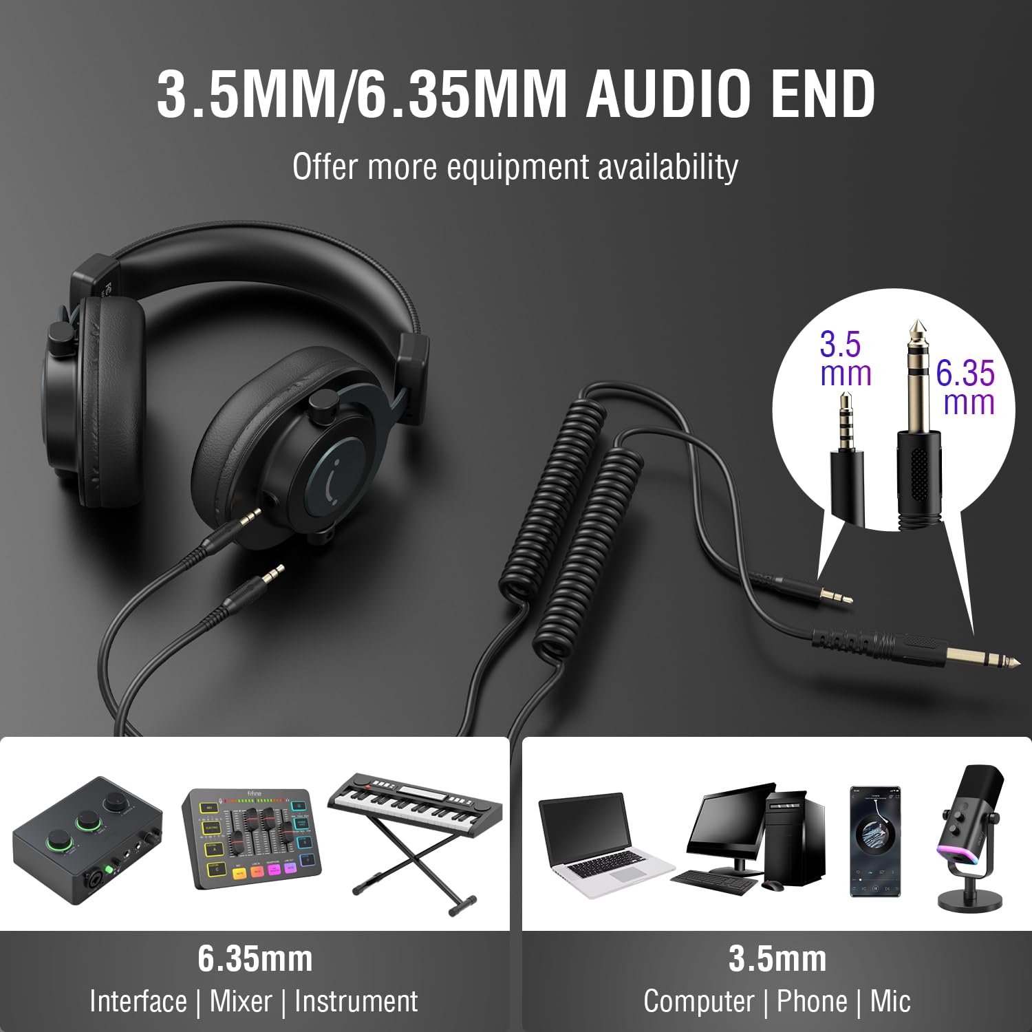 FIFINE AM8+H8 Professional XLR/USB Microphone & Studio Headphones Set with Mute Button, RGB Lighting - Perfect for Podcasting, Streaming, Gaming & YouTube Recording (Over-Ear Wired Headset Included)