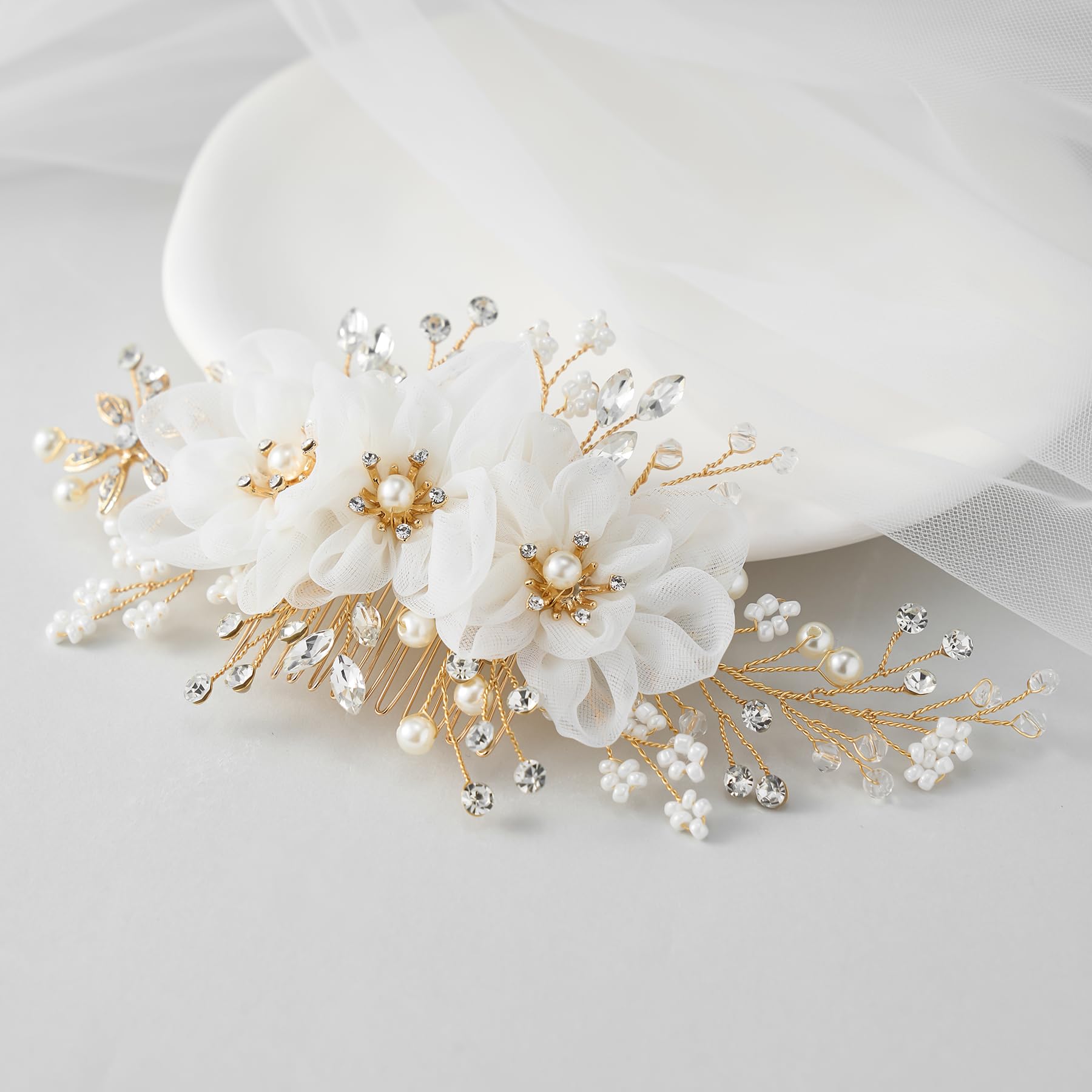 SWEETV Pearl and Leaf Hair Comb Pins - Elegant Bridal Hair Accessories for Wedding, Party, Prom | Perfect for Brides, Bridesmaids, and Special Occasions