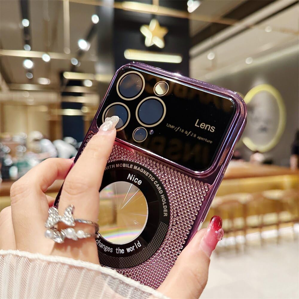 Magnetic Case for iPhone 15 Pro Max - Magsafe Compatible, Full Window Camera Protection & Heat Dissipation Breathable Hard Cover (Dark Purple) | Perfect for Work, Travel & Everyday Protection