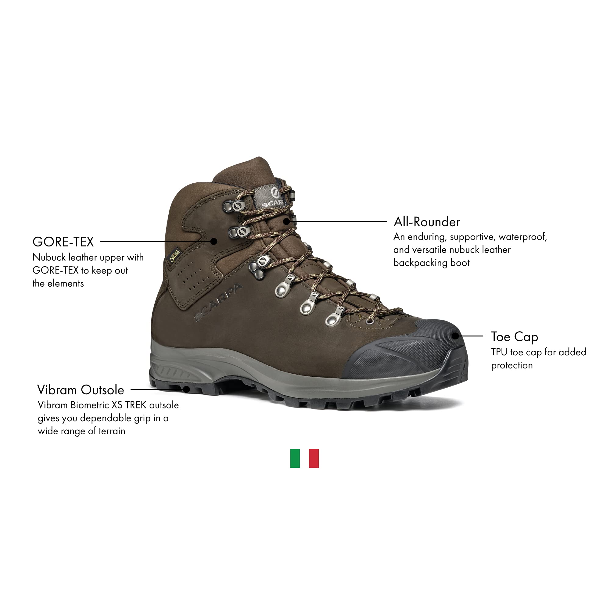 SCARPA Men's Kailash Plus GTX Waterproof Hiking Boots - Gore-Tex Leather Backpacking Boots for Outdoor Adventures, Trekking & Mountain Climbing