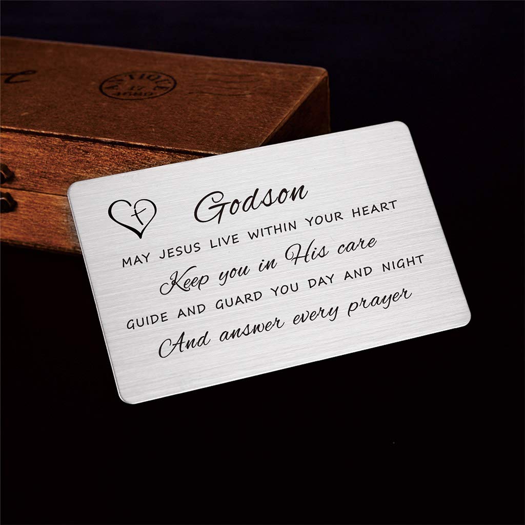 Personalized Godson Gifts from Godmother & Godfather - Engraved Baptism, Confirmation & Birthday Keepsake for Teen Boys - Perfect Christening, Religious & Special Occasion Presents
