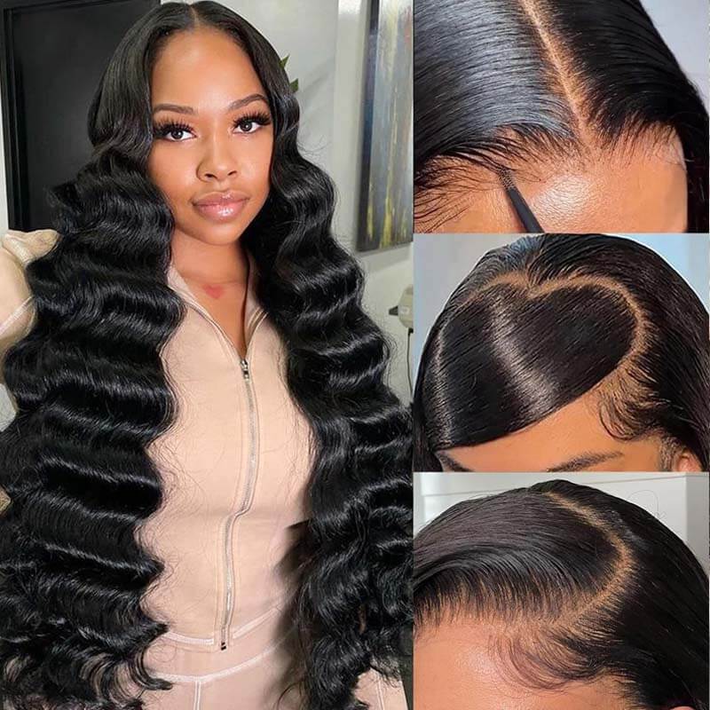 Eullair Wear and Go Glueless Human Hair Wigs - 9x6 Parting Max, Bye Bye Knots Lace Front, Pre-Bleached & Pre-Plucked Loose Deep Wave Wig for Everyday Wear & Special Occasions