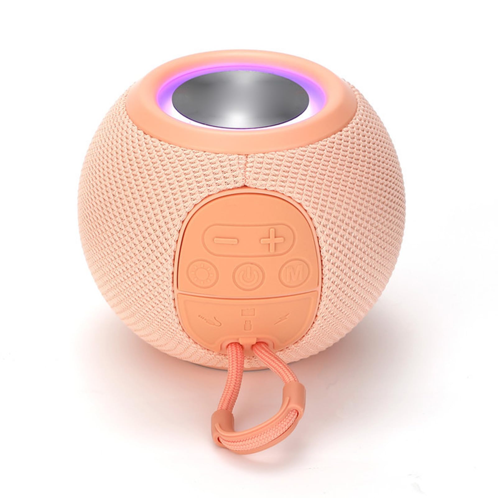 Portable Bluetooth Speaker with LED Lights, FM Radio, and Lanyard - Wireless Outdoor Speaker with Deep Bass for Parties, Camping, Beach & Travel (Rose Gold)