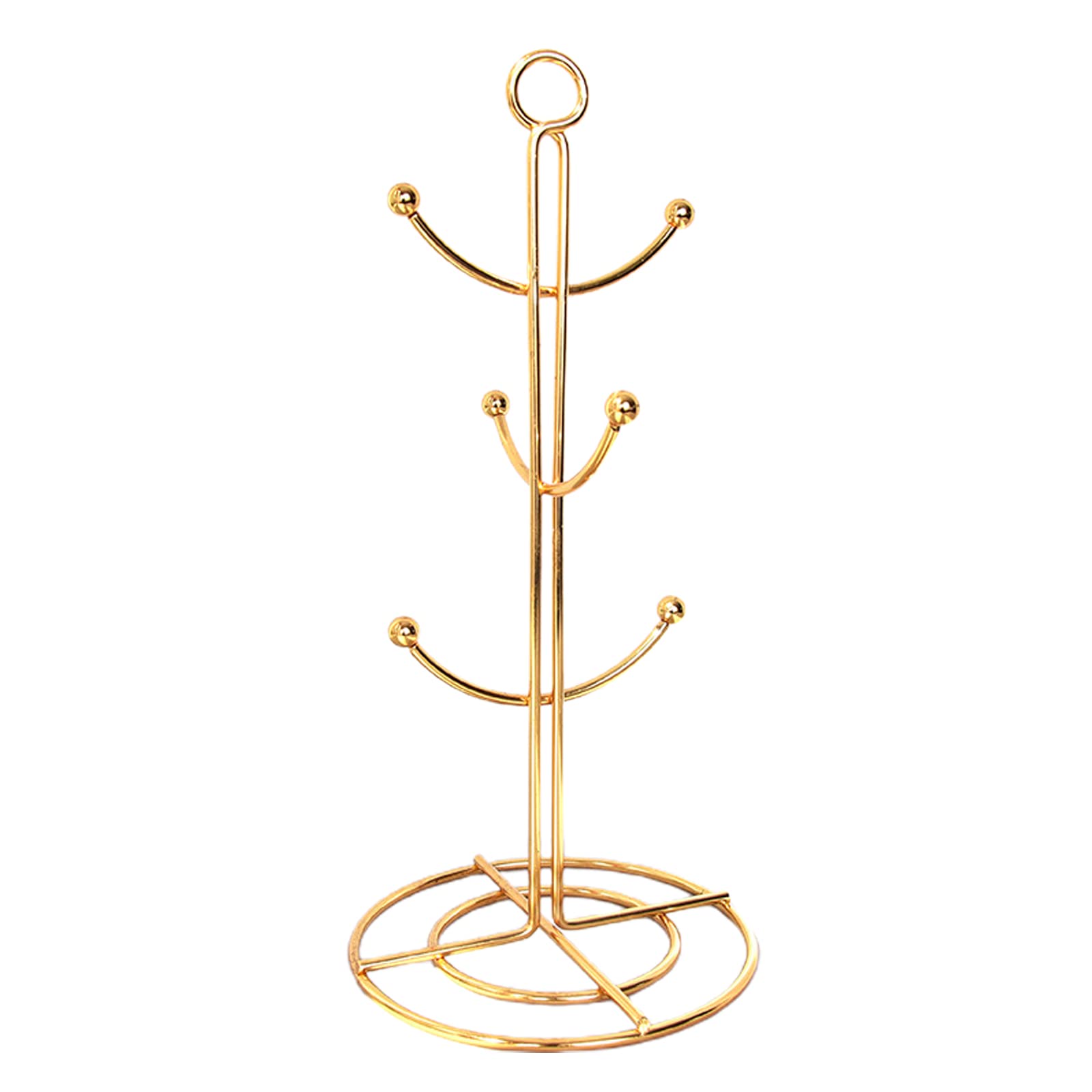 MISNODE Gold Coffee Mug Holder Stand Tree - 6 Mug Tea Cup Storage Rack, Hanging Drain Cup Organizer for Kitchen Countertop, Office & Bar | Perfect for Home Decor, Jewelry Display & Space Saving Storage